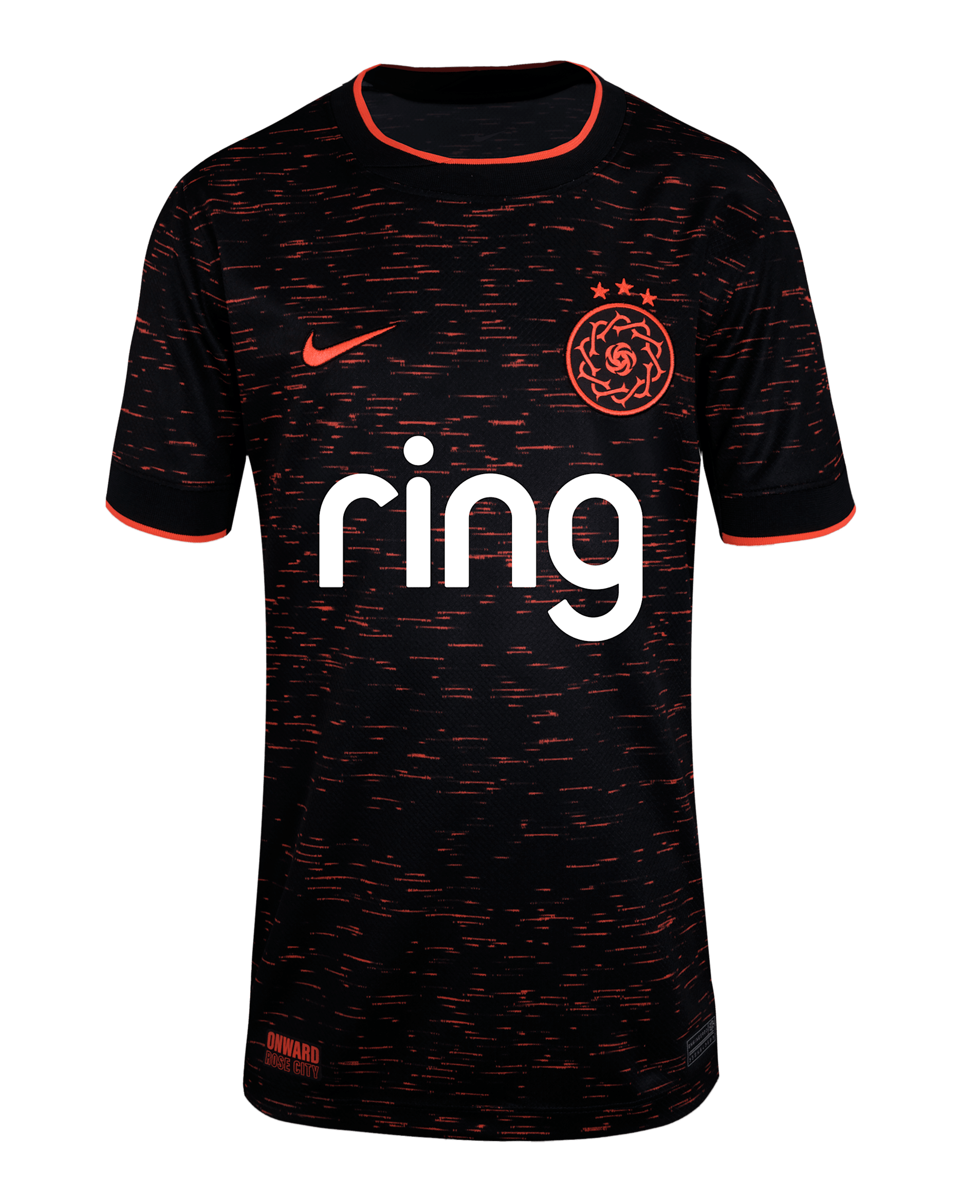 Jersey Nike Dri-FIT de la NWSL Replica del Portland Thorns FC visitante 2025 Stadium para niños talla grande - Negro/Carmesí brillante