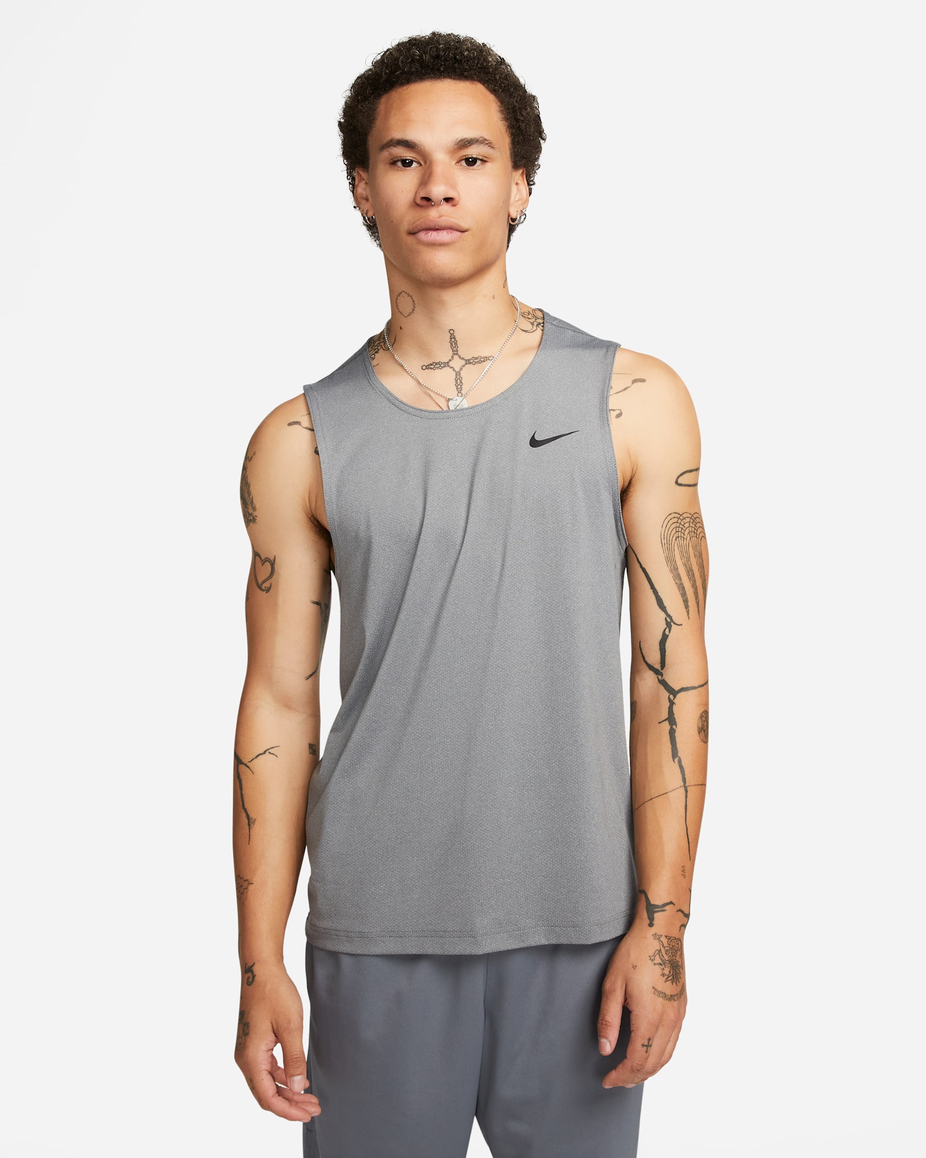 Camiseta de tirantes de fitness Dri-FIT para hombre Nike Ready - Gris humo/Jaspeado/Negro