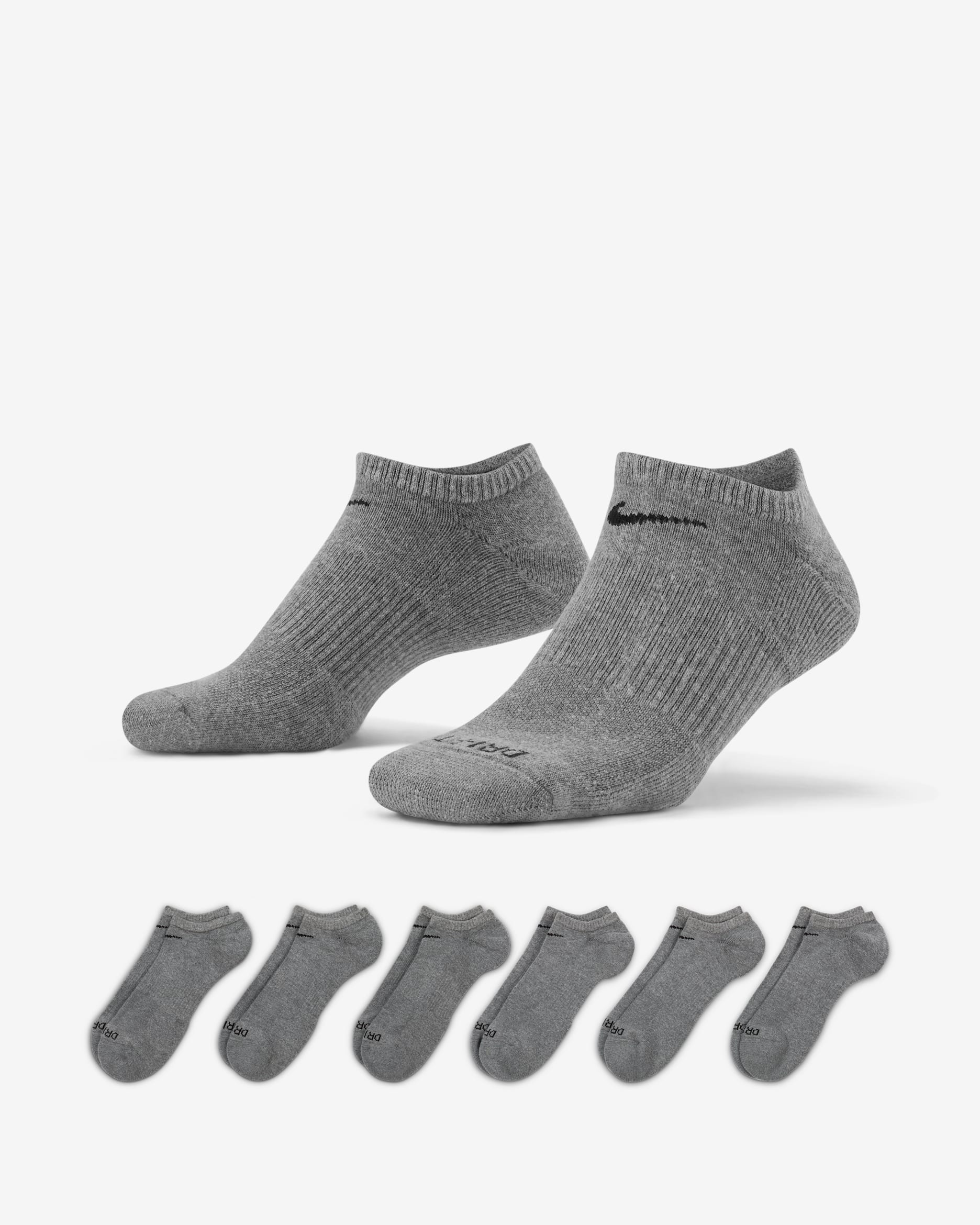 Nike Everyday Plus Cushioned Training No-Show Socks (6 Pairs) - Carbon Heather/Black