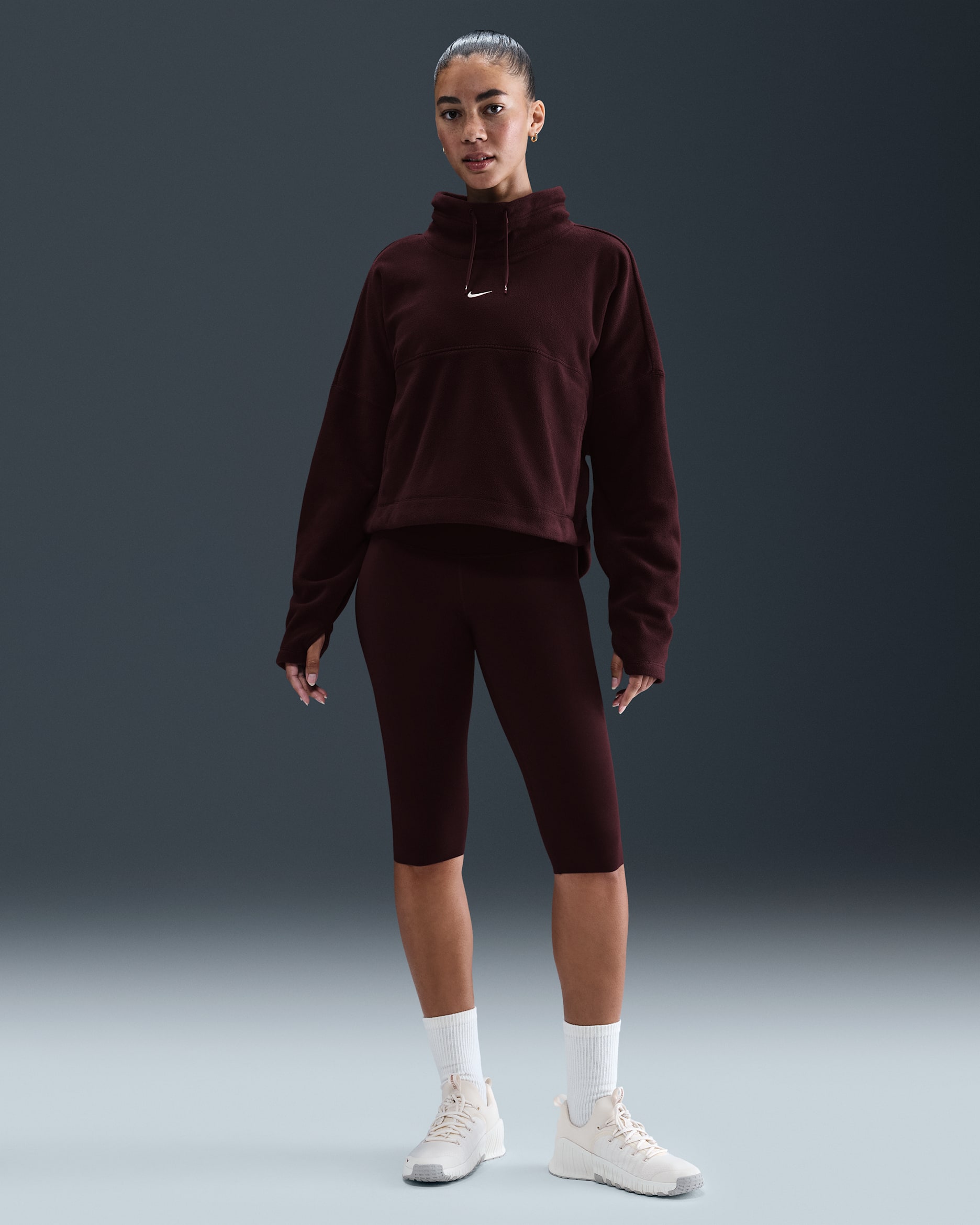 Nike Zenvy Women's High-Waisted Capri Leggings - Burgundy Crush/Black