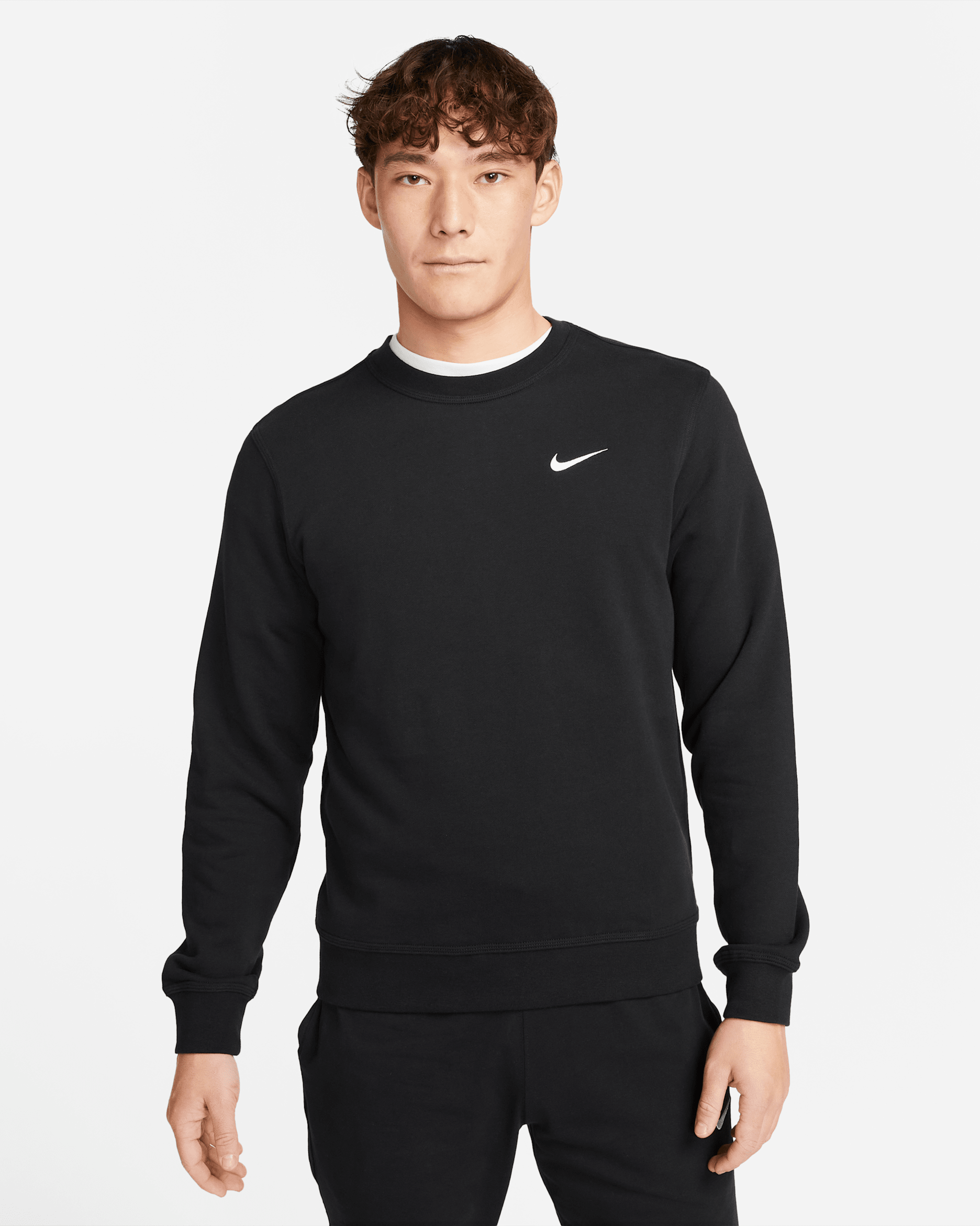 Nike Club Fleece French Terry Crew - Black/White