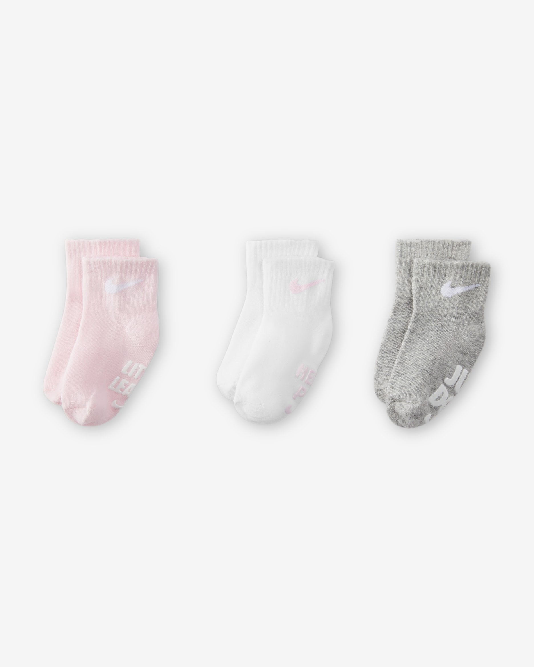Nike Verbiage Gripper Socks (3 Pairs) Baby Socks - Pink Foam