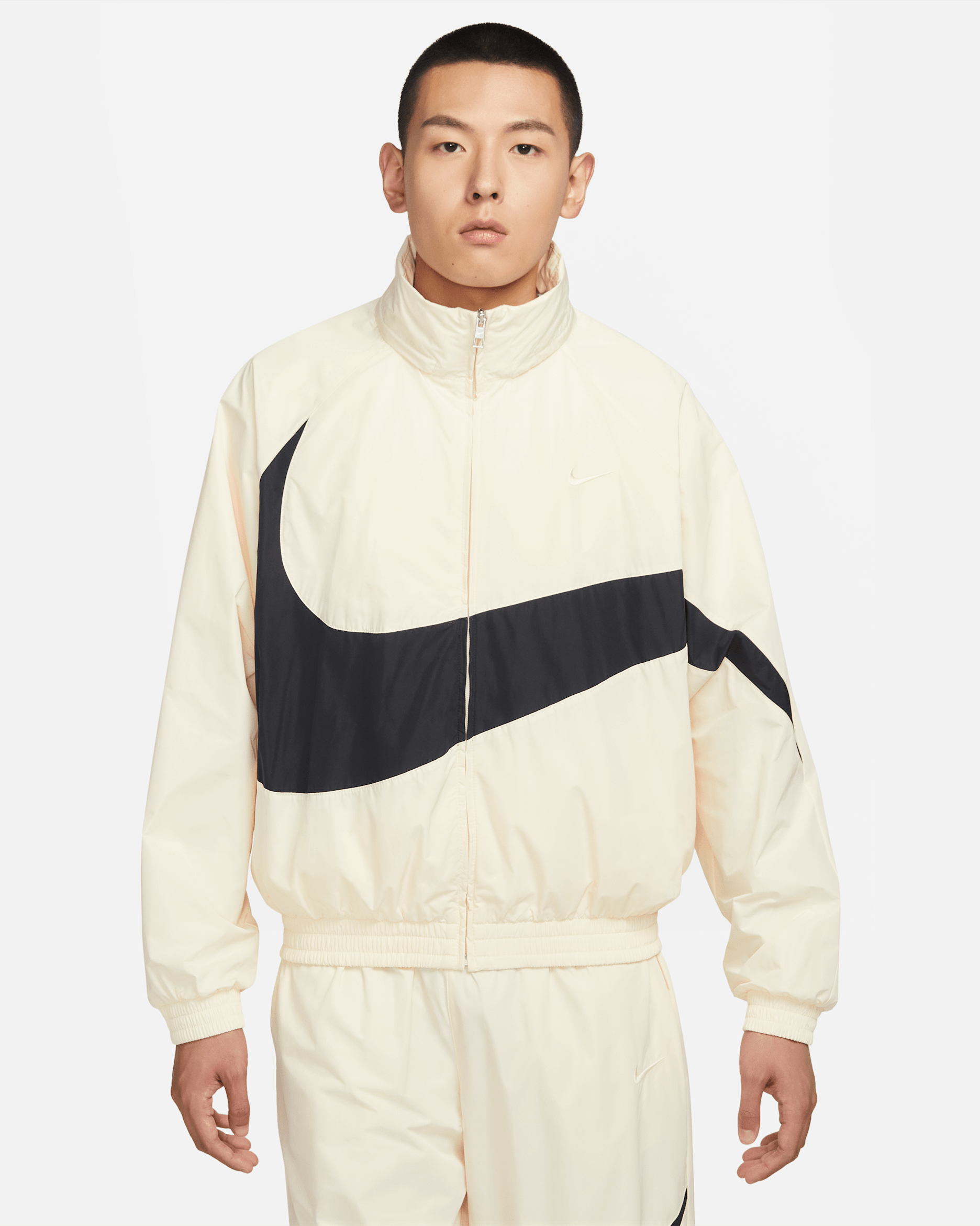 Nike Swoosh Men's Woven Jacket - Coconut Milk/Black/Coconut Milk