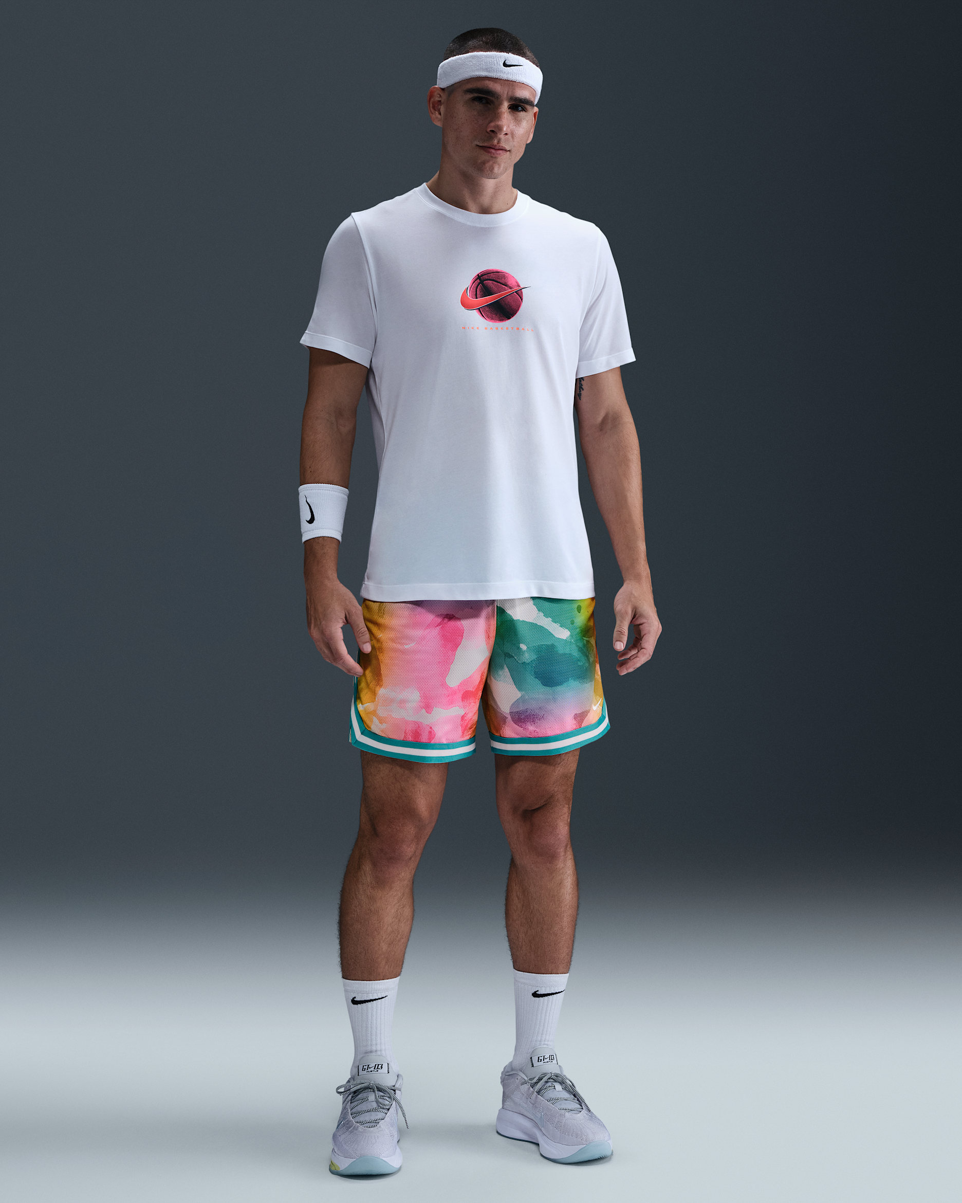 Shorts de básquetbol Dri-FIT de 15 cm para hombre Nike DNA - Cactus empolvado/Cactus empolvado/Blanco