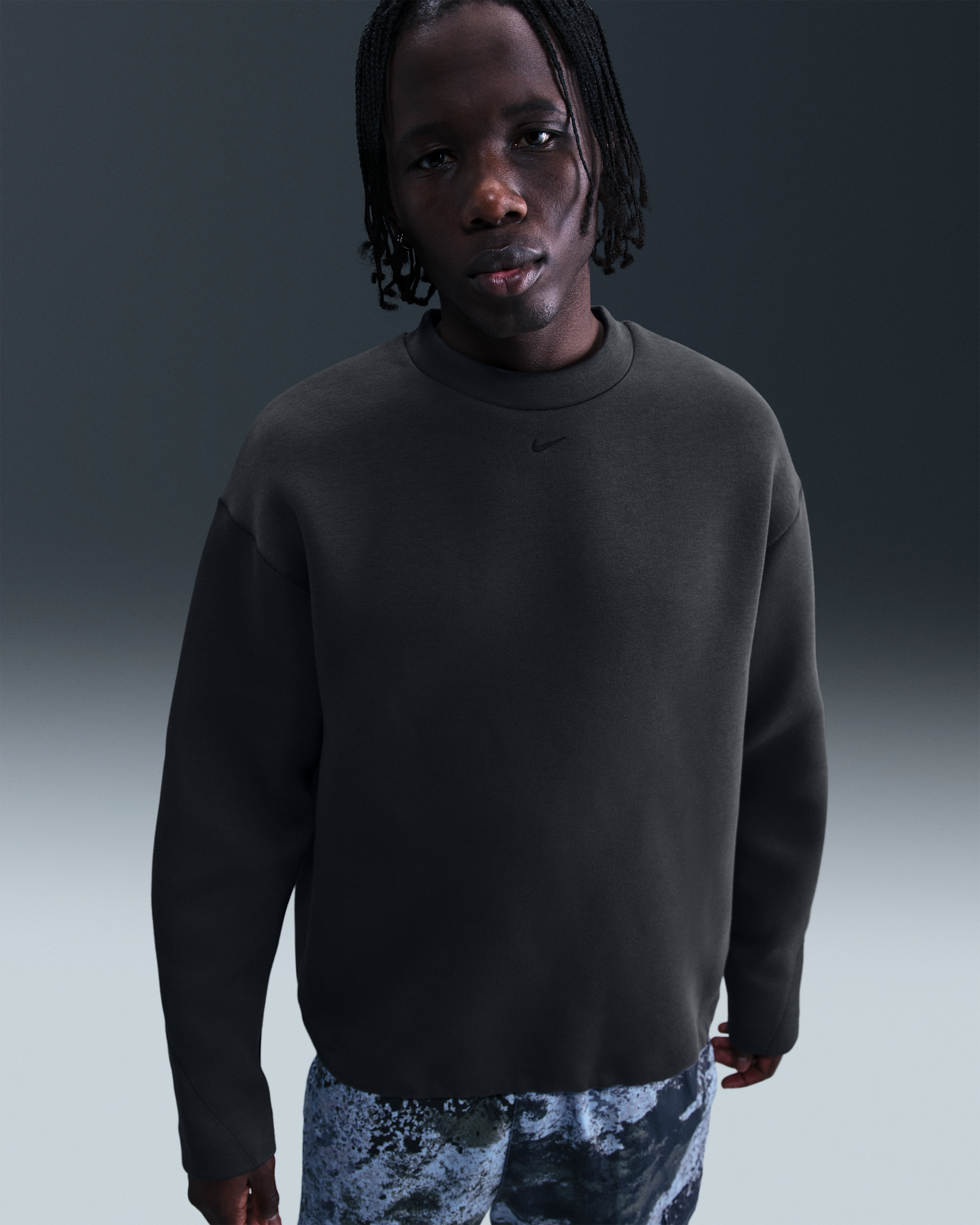 Sudadera de cuello redondo de tejido Fleece para hombre Nike Tech - Antracita/Negro