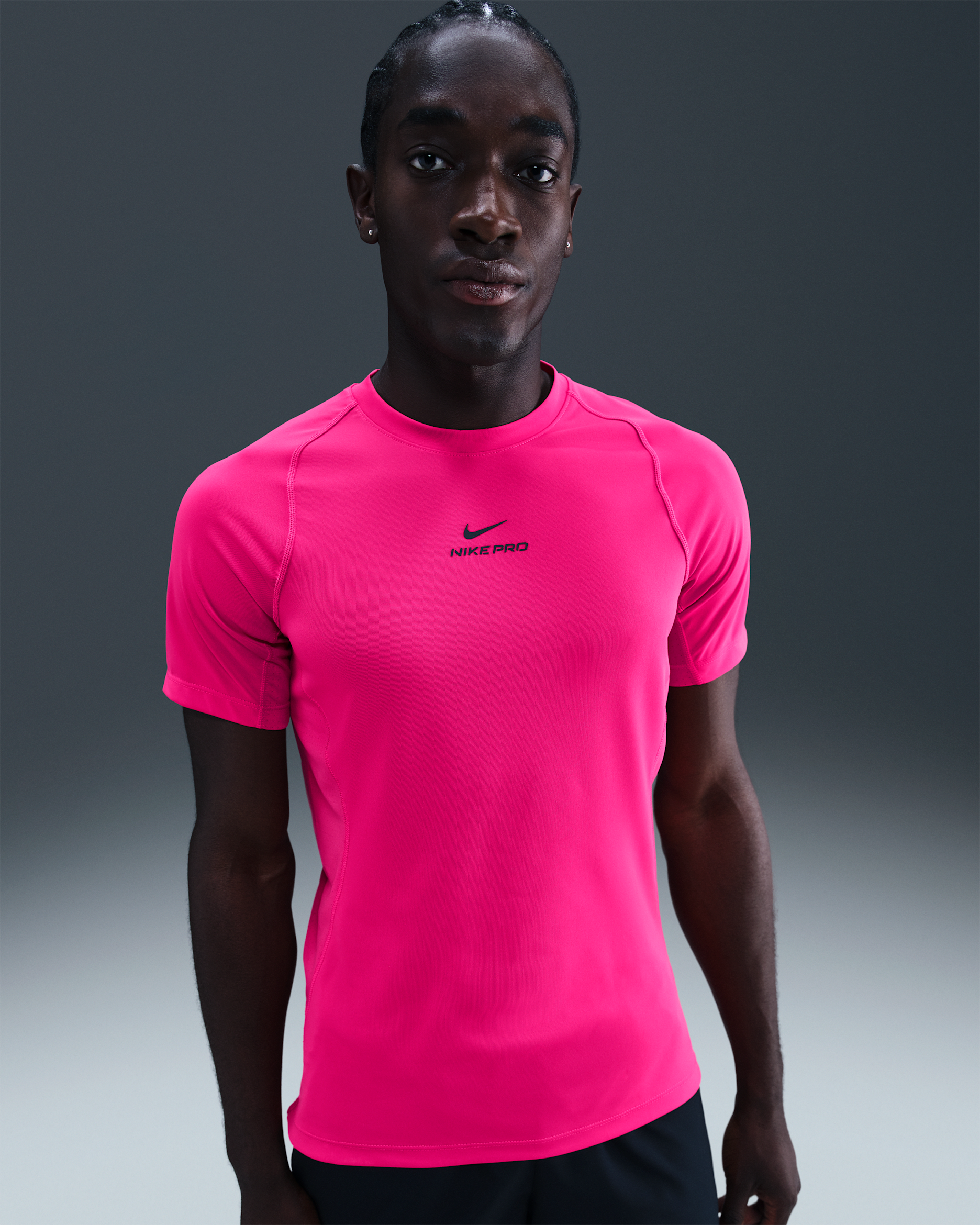 Nike Pro Training Men's Dri-FIT Short-Sleeve Top - Rush Pink/Black