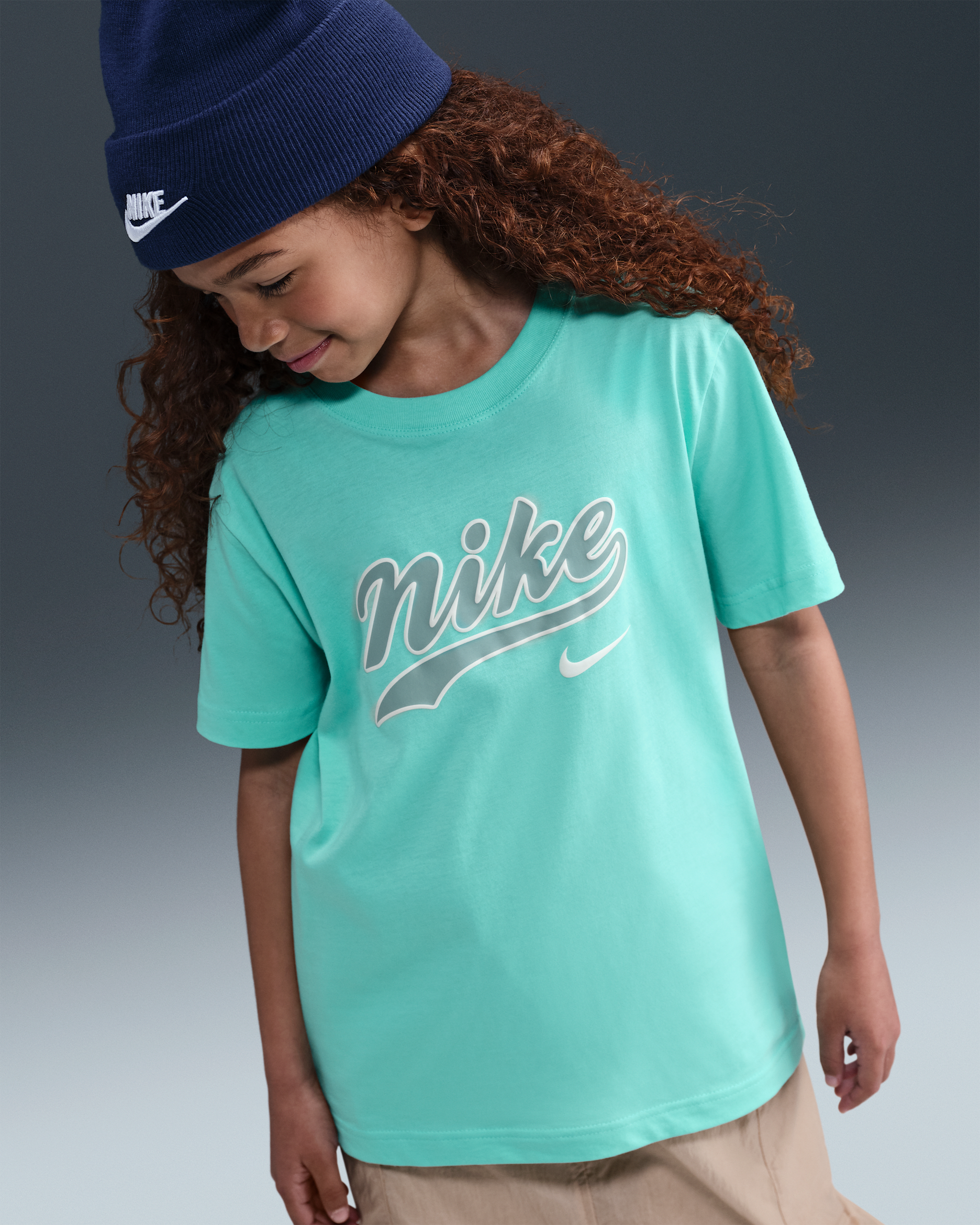 Nike Sportswear Older Kids' (Girls') T-Shirt - Bleached Turquoise/Cannon