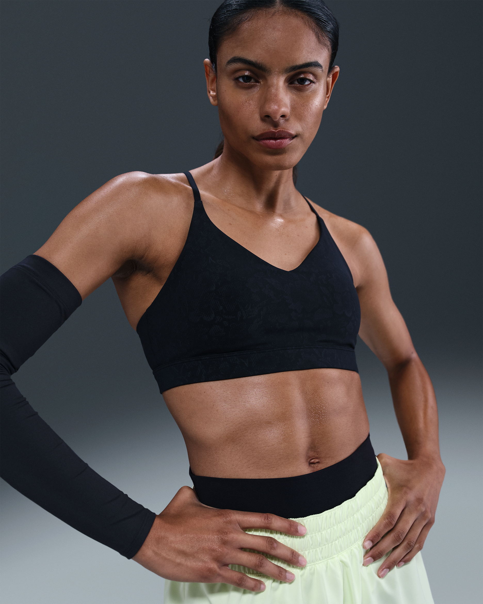 Nike Indy Light Support Women's Padded Floral Sports Bra - Black/Anthracite/Dark Smoke Grey