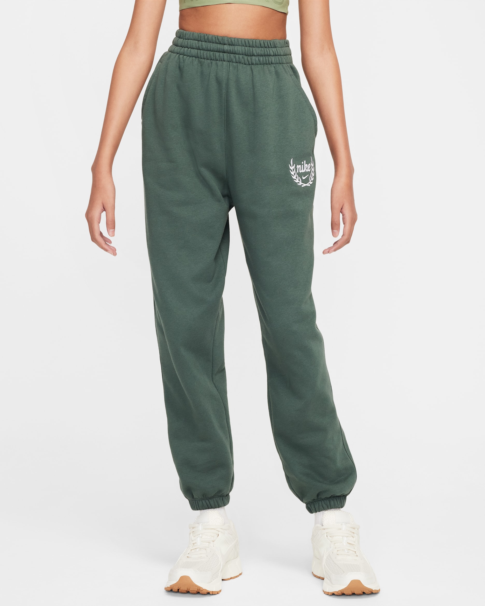 Nike Sportswear Club Fleece Girls' Loose Trousers - Vintage Green/White