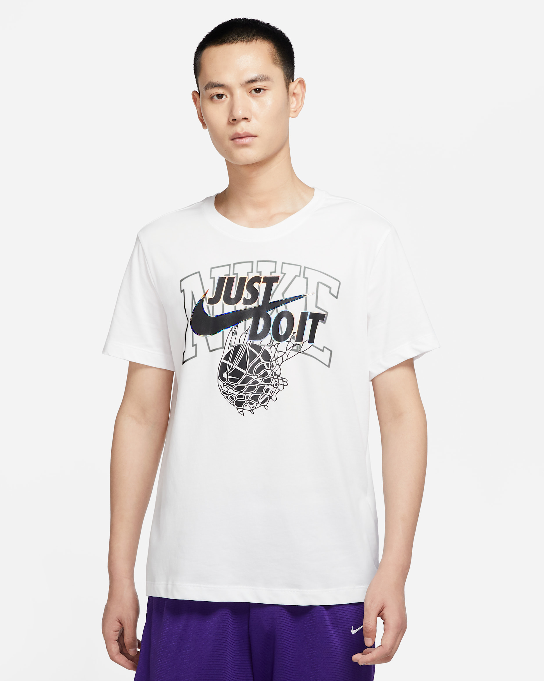 Nike Dri-FIT 男款「Just Do It」籃球 T 恤 - 白色
