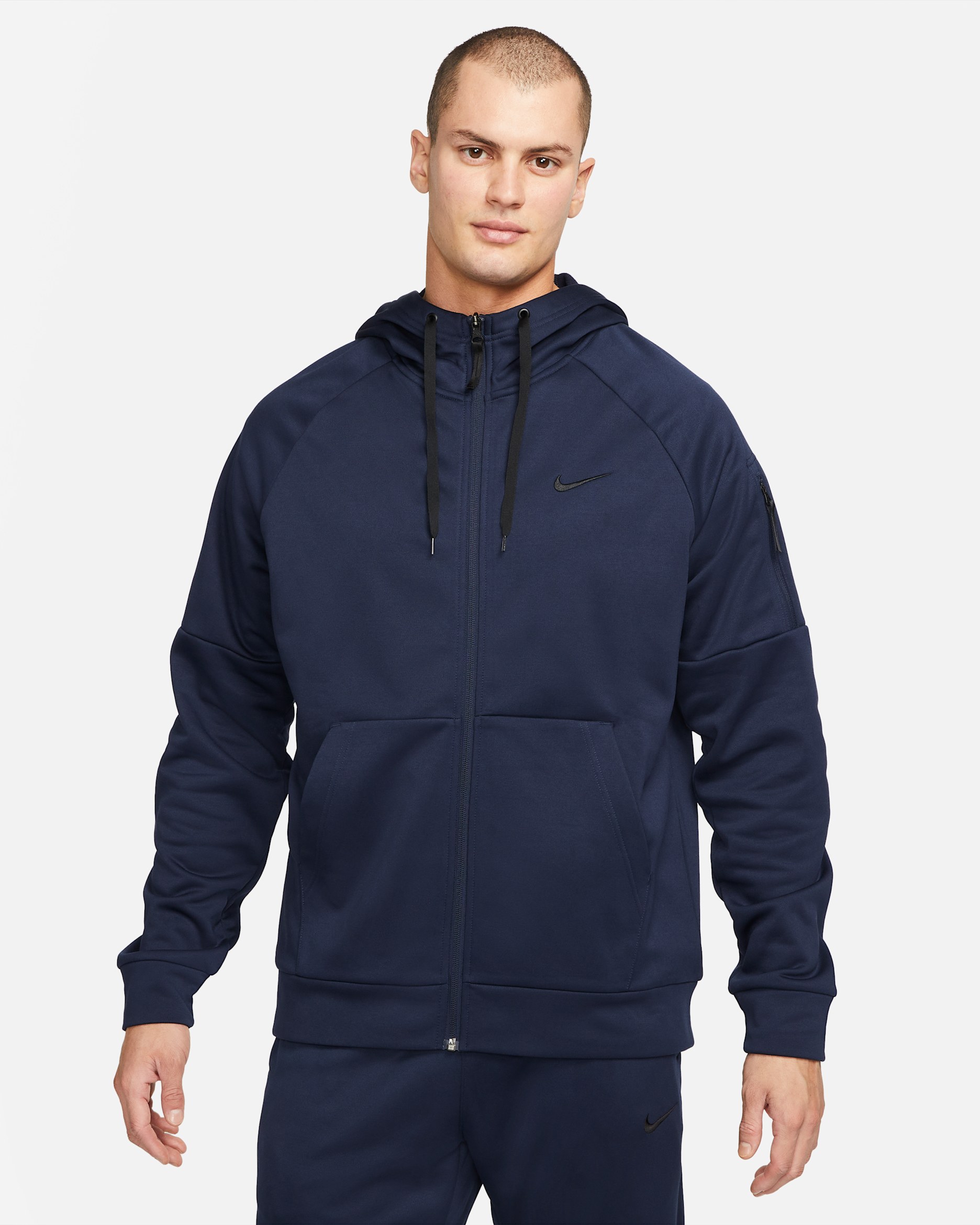 Nike Therma Men's Therma-FIT Full-Zip Fitness Top - Obsidian/Obsidian/Black