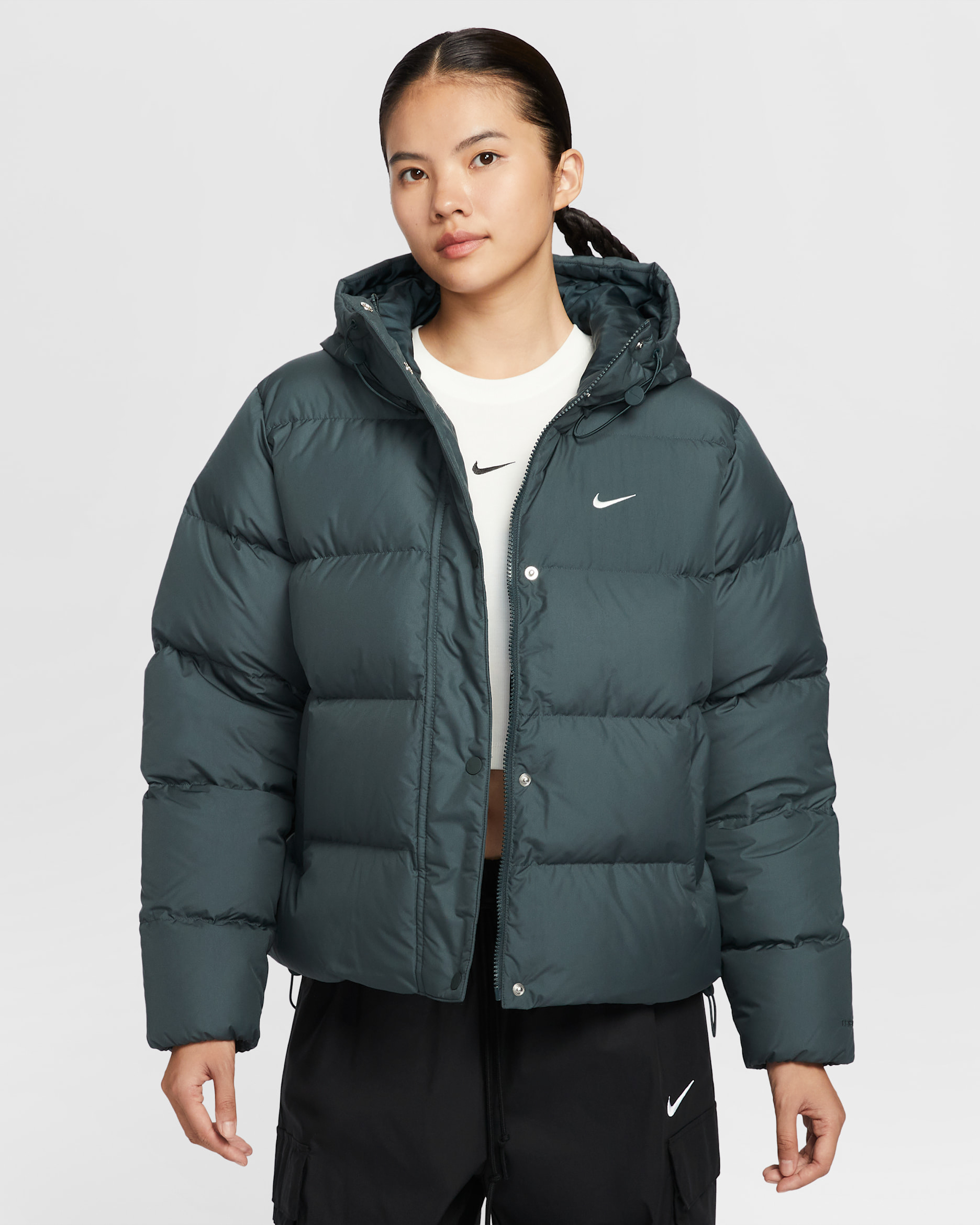 나이키 스포츠웨어 메트로 여성 써마 핏 루즈 핏 후드 패딩 재킷 - 씨위드/세일