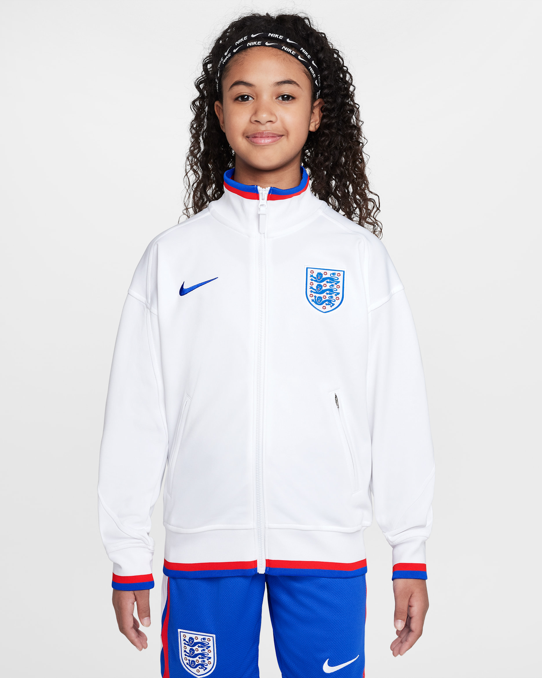 England Academy Pro Home Older Kids' Nike Dri-FIT Football Anthem Jacket - White/Hyper Royal
