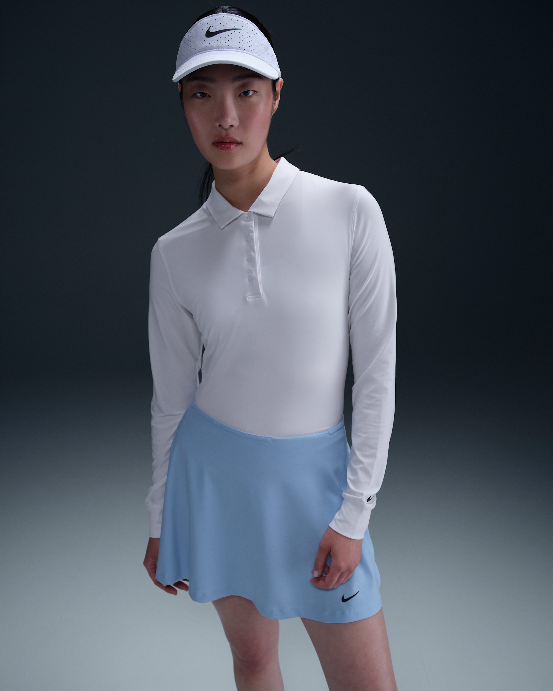 Nike Victory Women's Dri-FIT Long-Sleeve Polo - White/Black