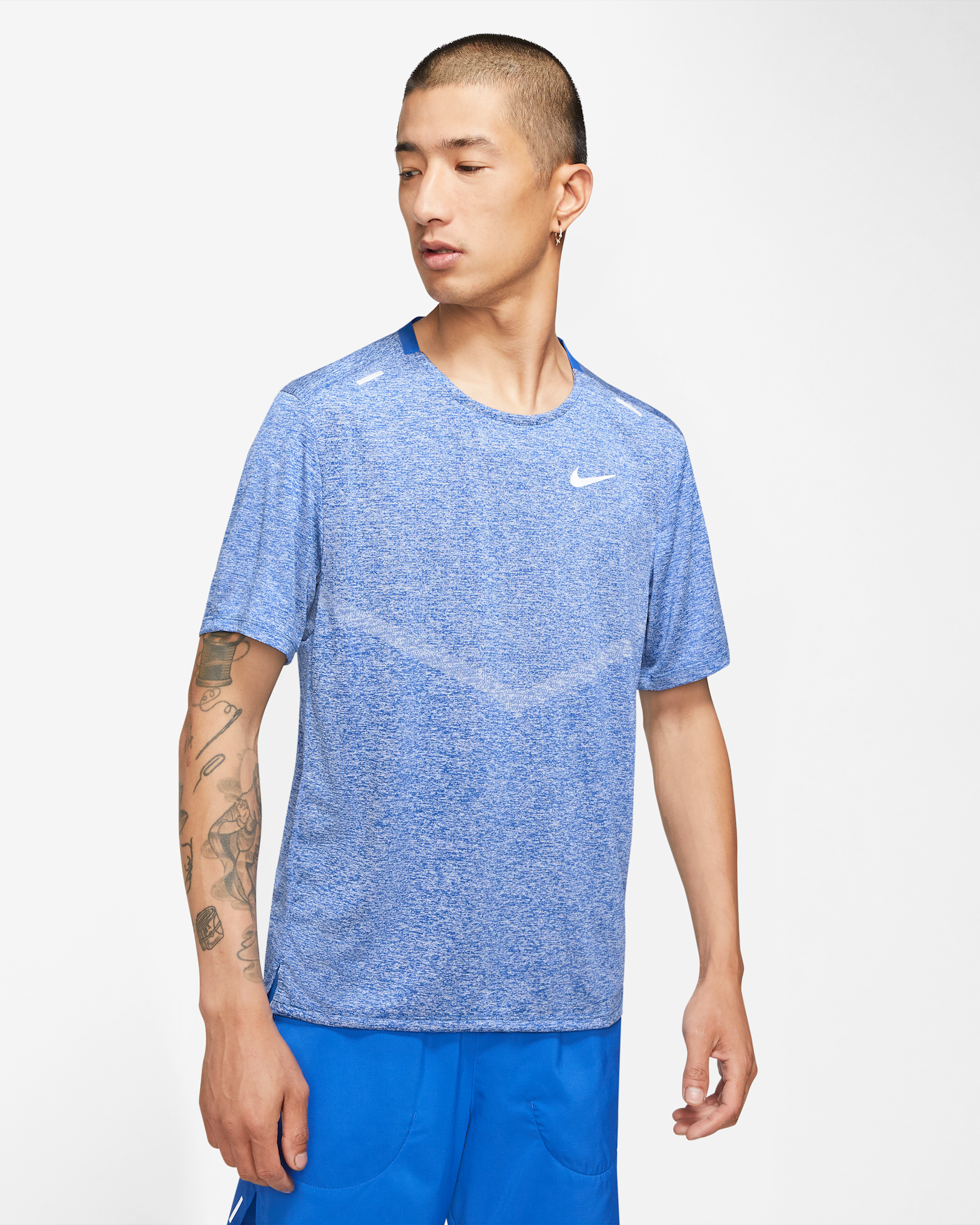 Nike Dri-FIT Rise 365 Men's Short-Sleeve Running Top - Game Royal/Heather