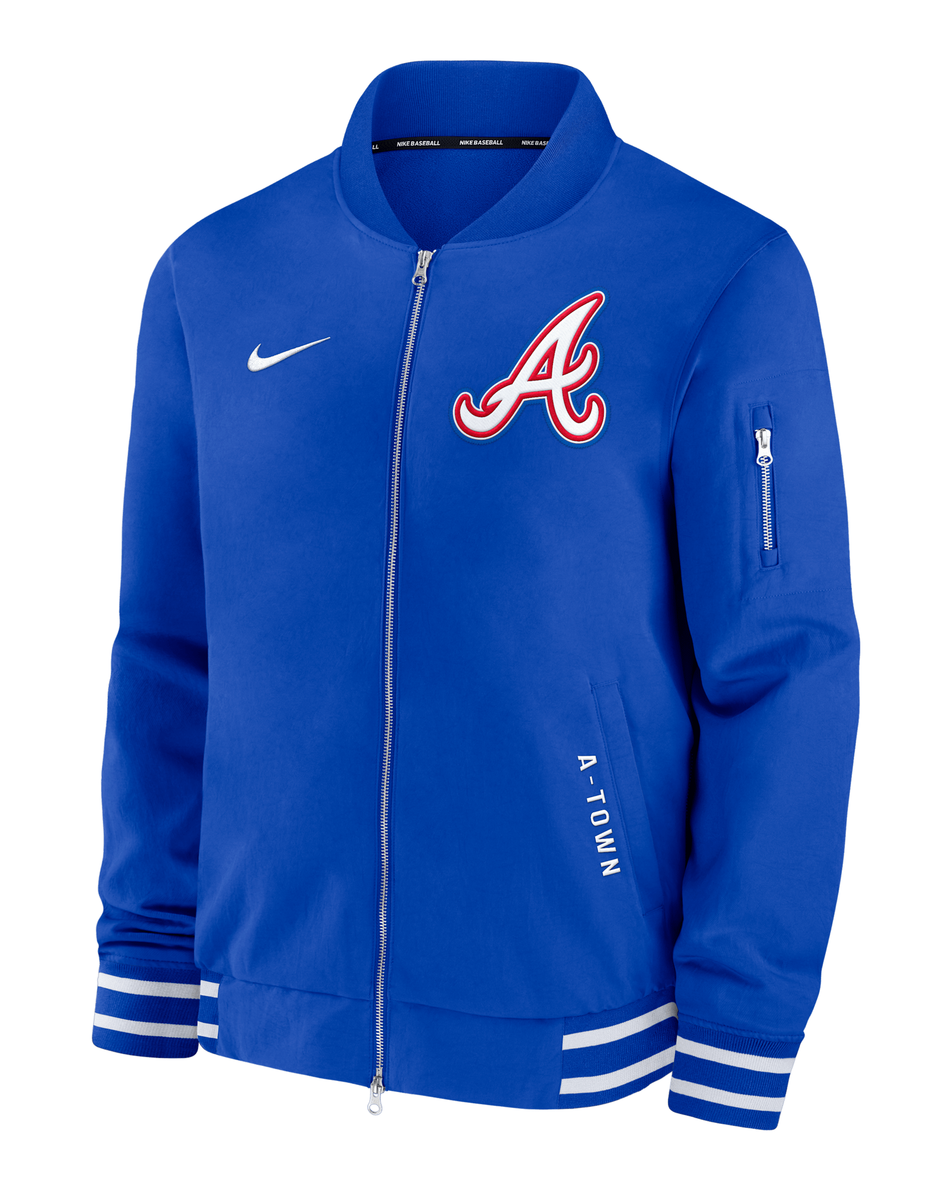 Atlanta Braves Authentic Collection City Connect Men's Nike MLB Full-Zip Bomber Jacket - Royal
