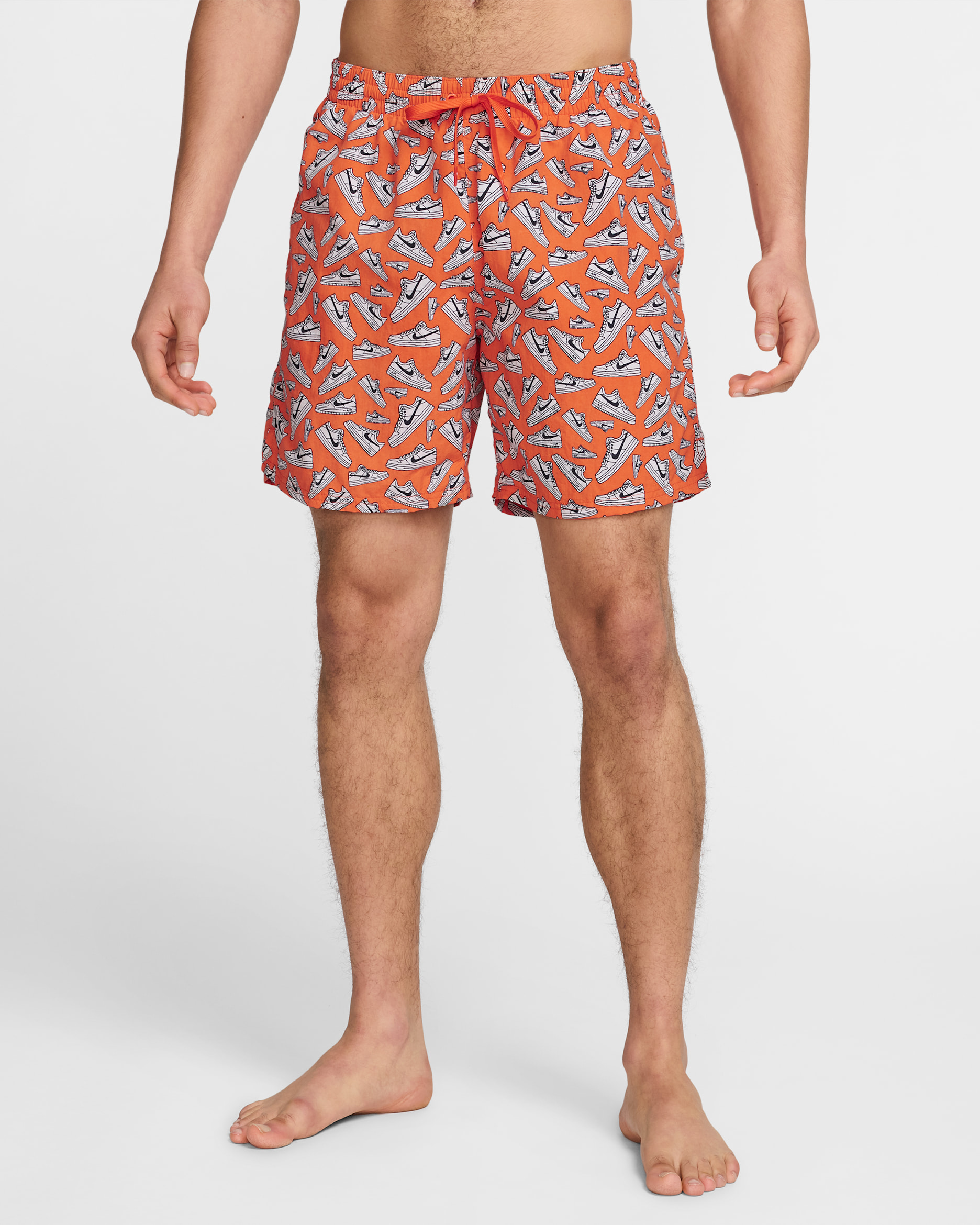 나이키 스윔 브레이커 남성 7인치 풀리 라인드 발리 쇼츠 - 오렌지 블레이즈/화이트/블랙/오렌지 블레이즈