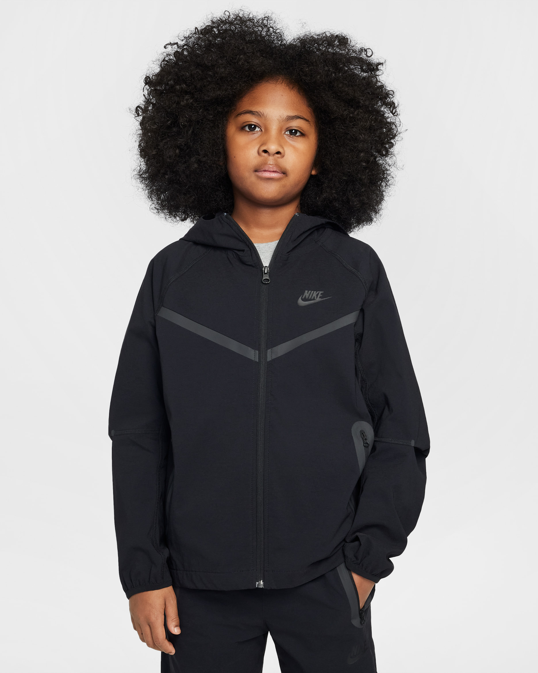 Nike Air vevd jakke til store barn (gutt) - Svart/Svart/Svart