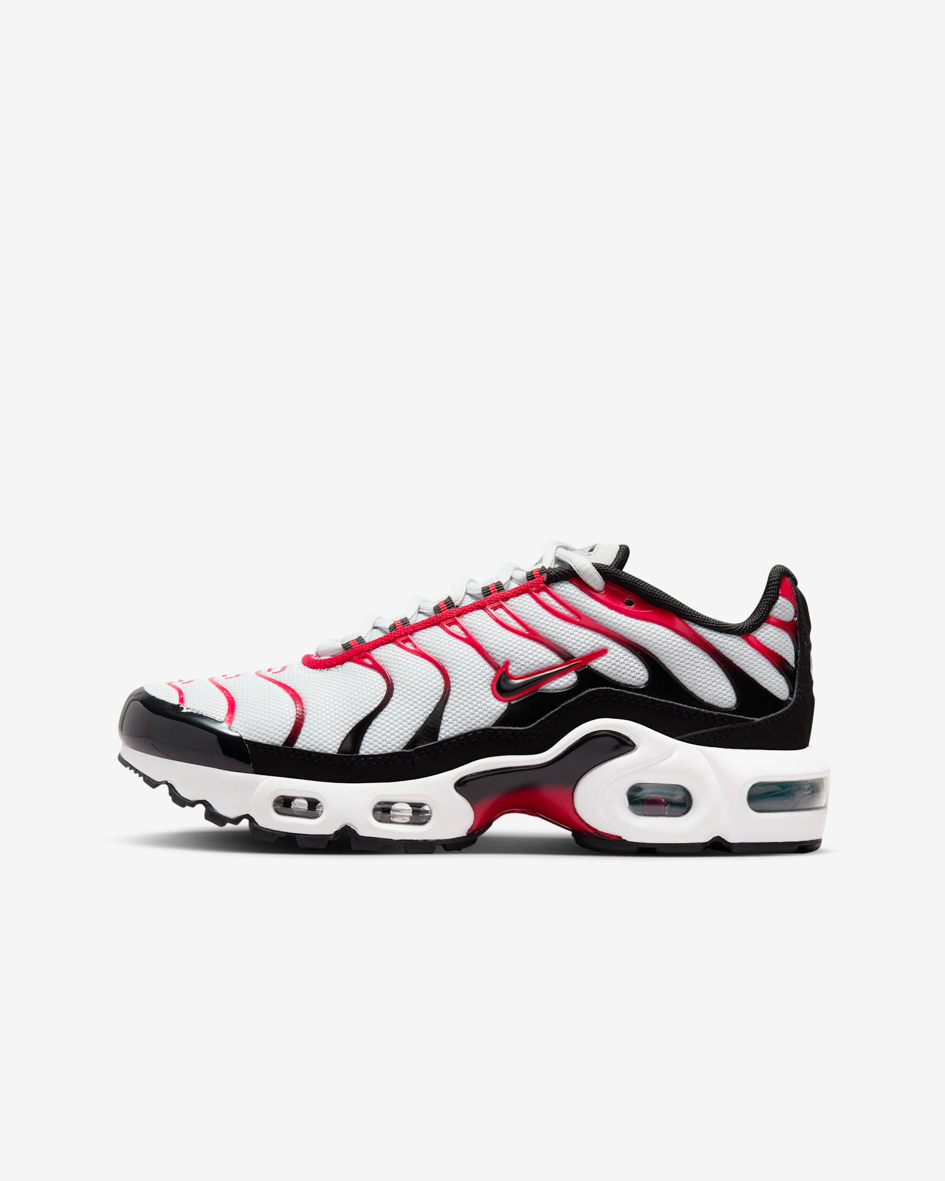 รองเท้าเด็กโต Nike Air Max Plus - Pure Platinum/ดำ/ขาว/University Red