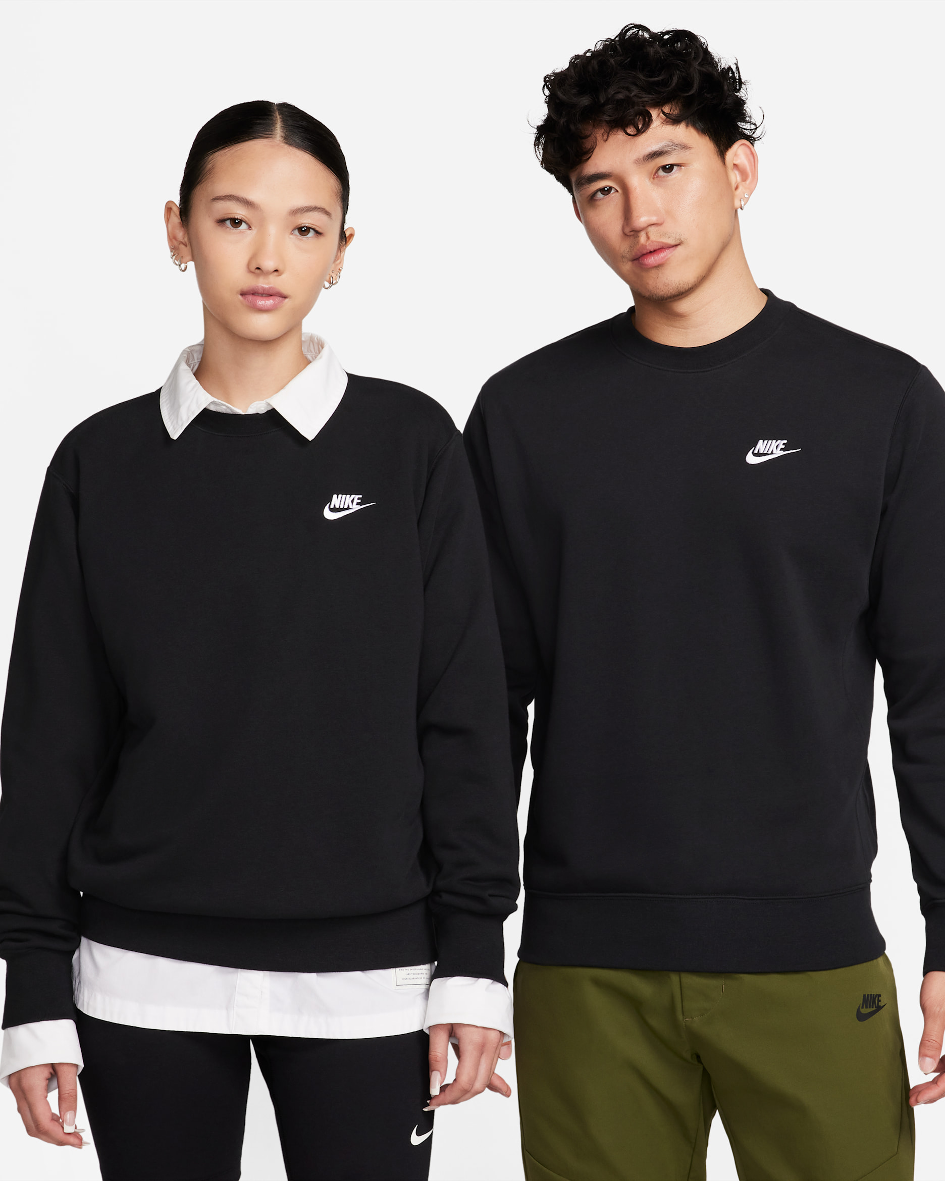 Nike Sportswear Club-crewtrøje i french terry til mænd - sort/hvid