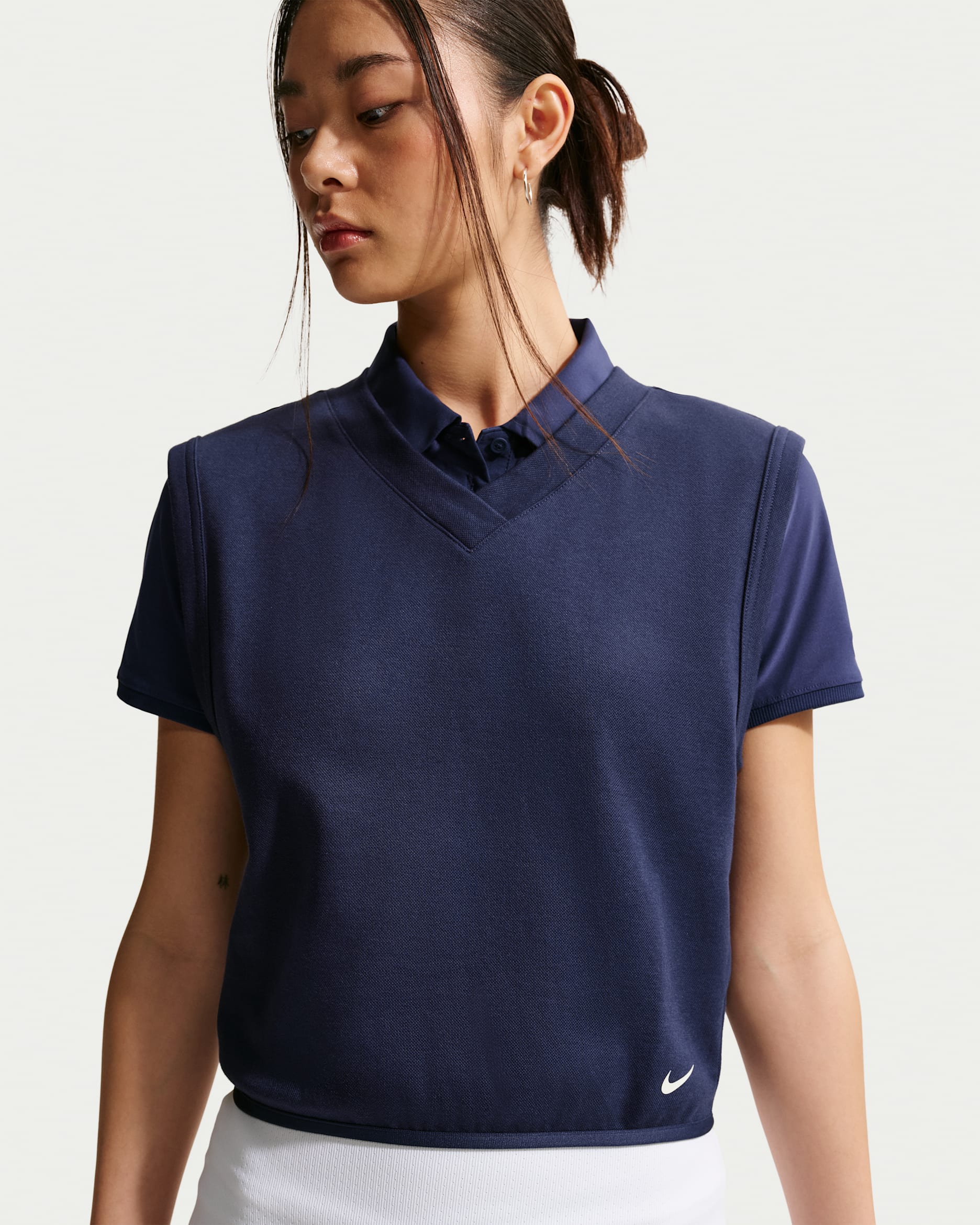 나이키 여성 브이넥 골프 베스트 - 미드나이트 네이비/세일