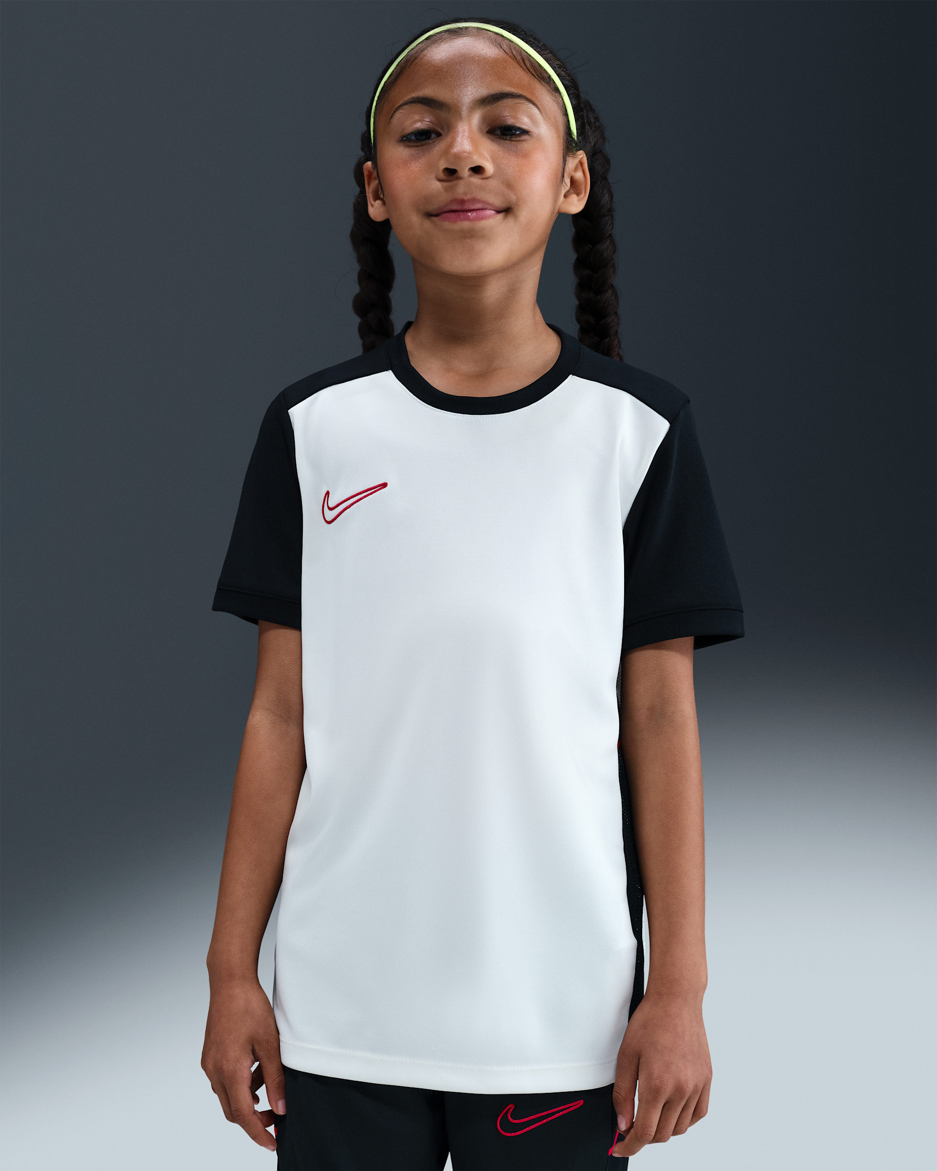 Nike Academy Older Kids' Dri-FIT Football Top - Sail/Black/University Red/University Red