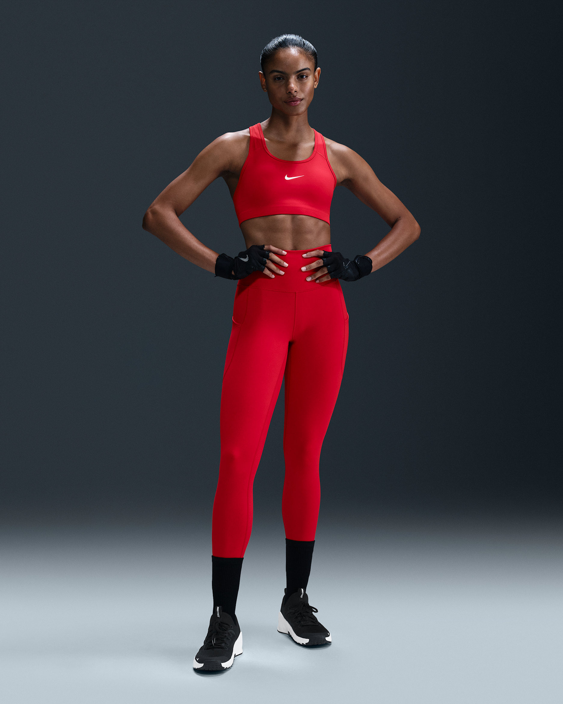 Nike One Women's High-Waisted 7/8 Leggings with Pockets - University Red/Black