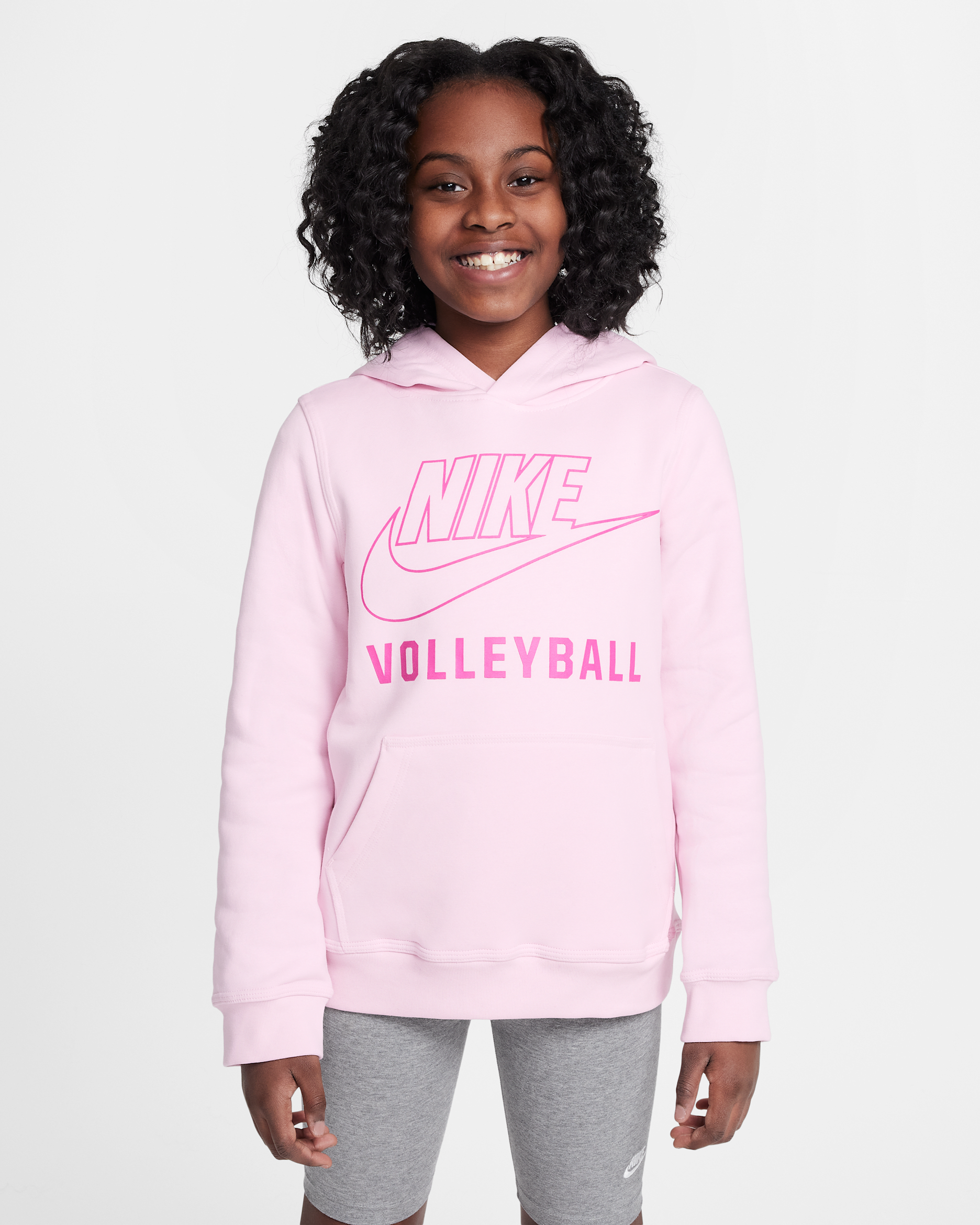 Sudadera con gorro sin cierre de vóleibol para niños talla grande Nike - Espuma rosa