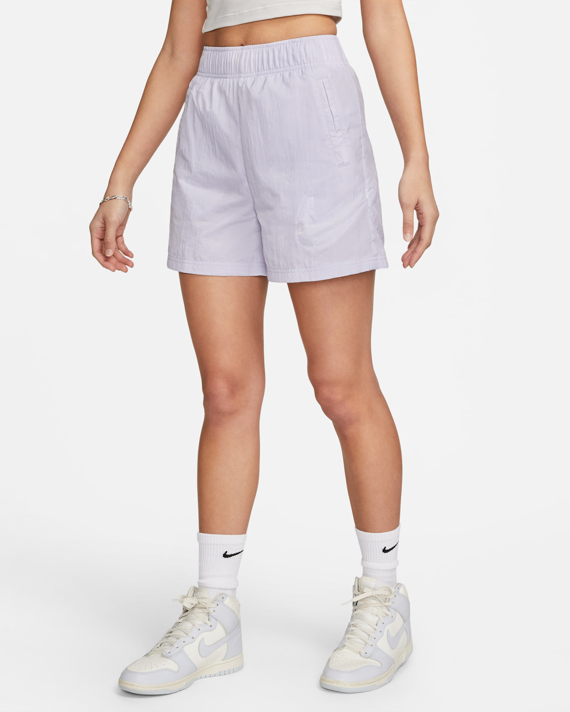Nike Sportswear Essential Women's High-Rise Woven Shorts - Oxygen Purple/White