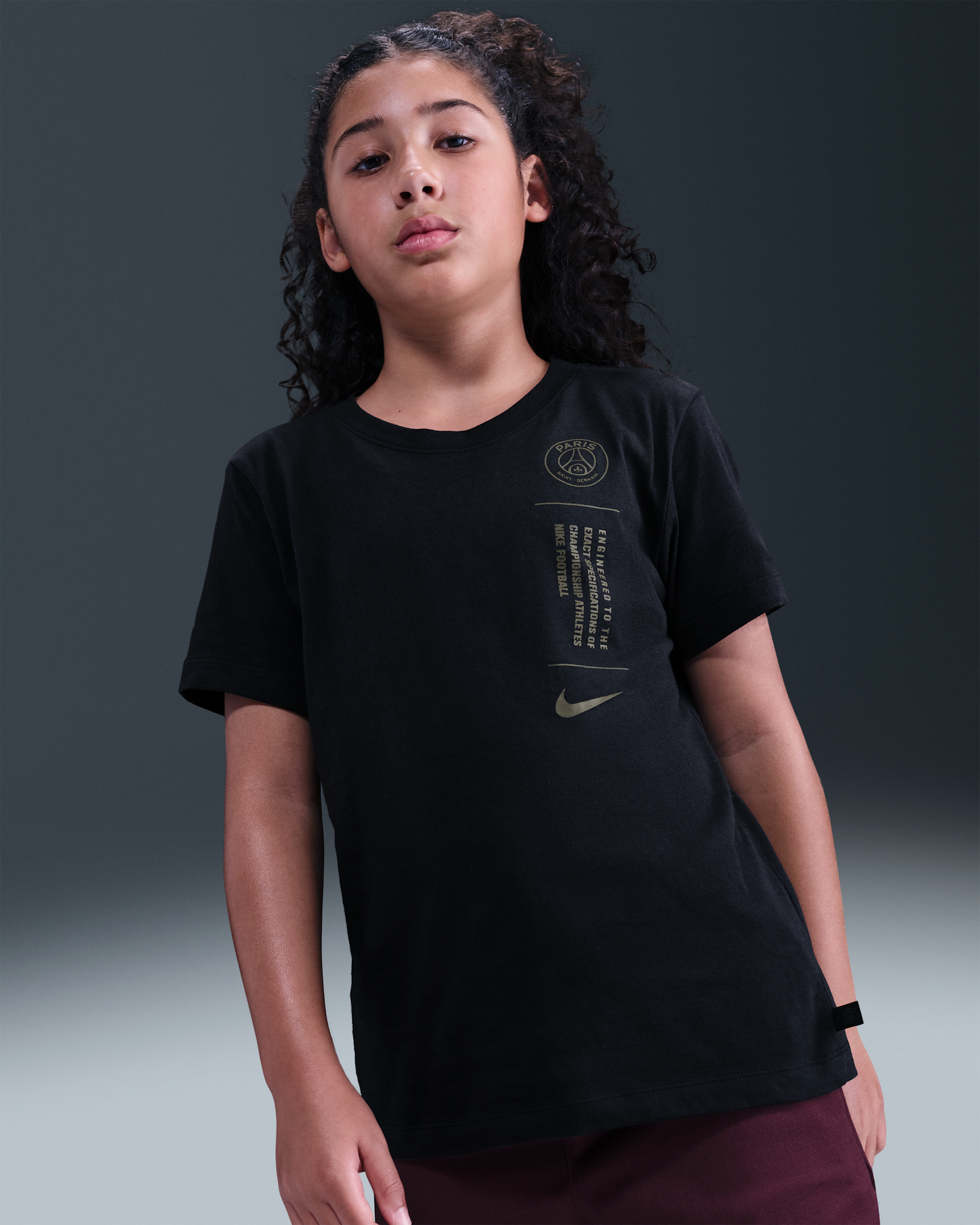 Paris Saint-Germain Nike Soccer póló nagyobb gyerekeknek - Fekete