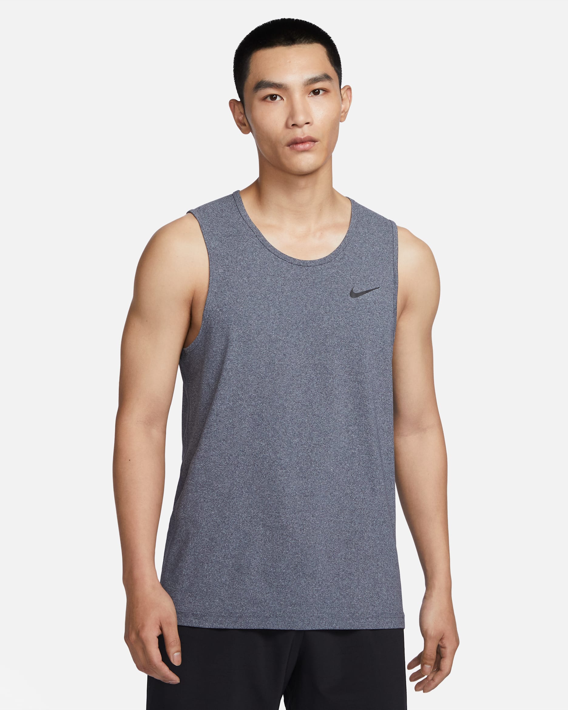 เสื้อกล้ามฟิตเนสแขนกุดผู้ชาย Nike Dri-FIT Hyverse - Obsidian/Heather/ดำ