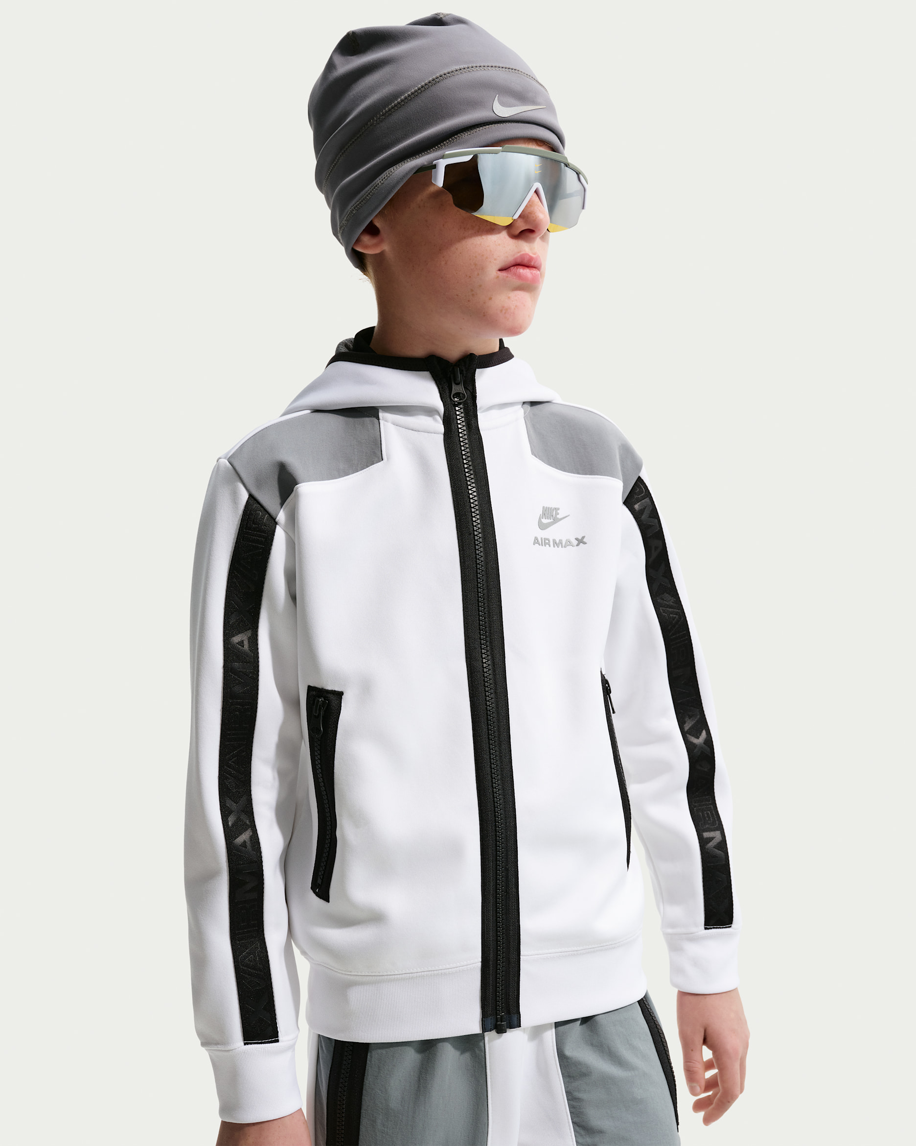 Nike Sportswear Dessuadora amb caputxa i cremallera completa - Nen/a - Blanc/Cool Grey/Negre