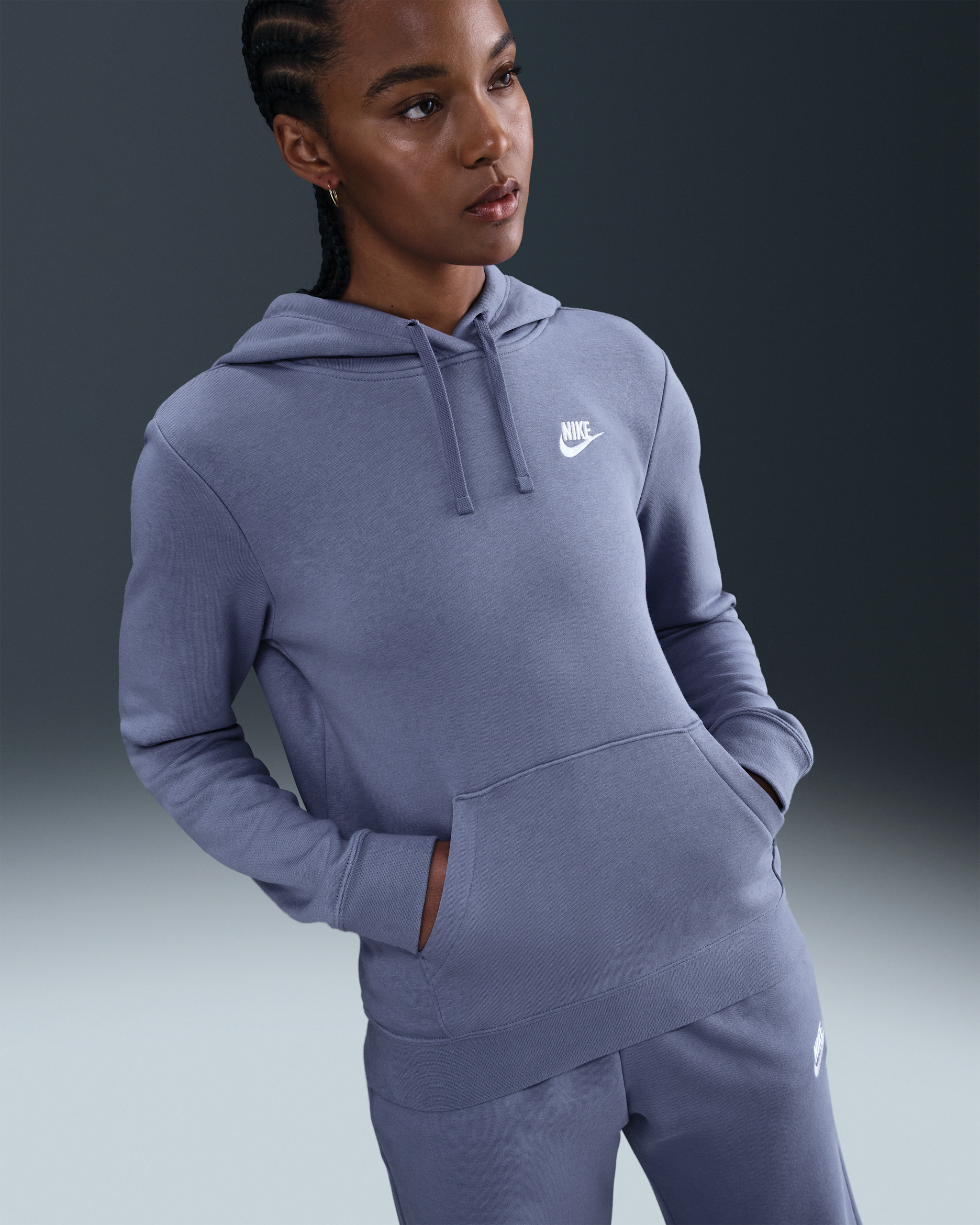 Nike Sportswear Club Fleece Women's Pullover Hoodie - World Indigo/White