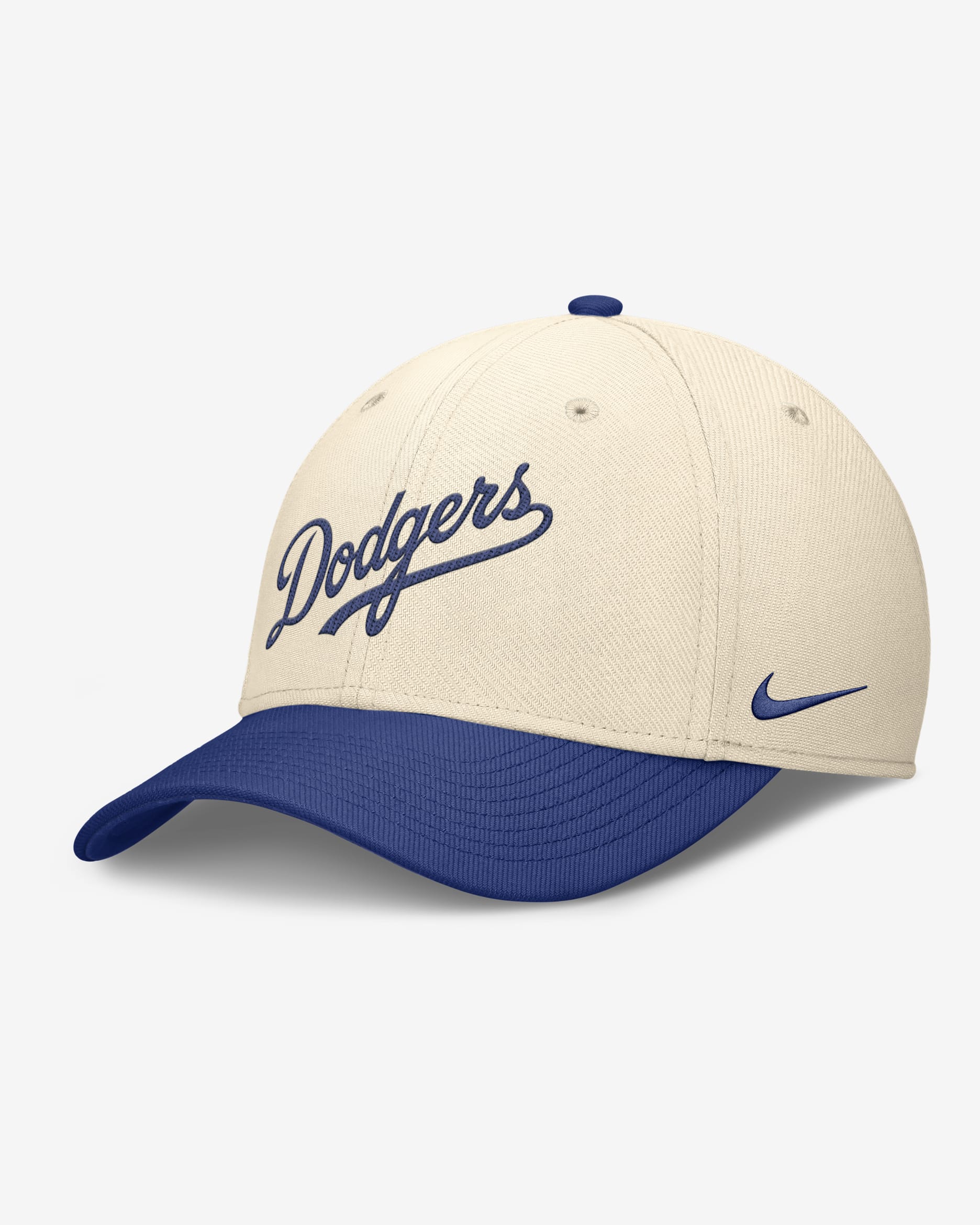 Gorra Nike Dri-FIT de la MLB para hombre Los Angeles Dodgers Statement Rise Swoosh - Natural