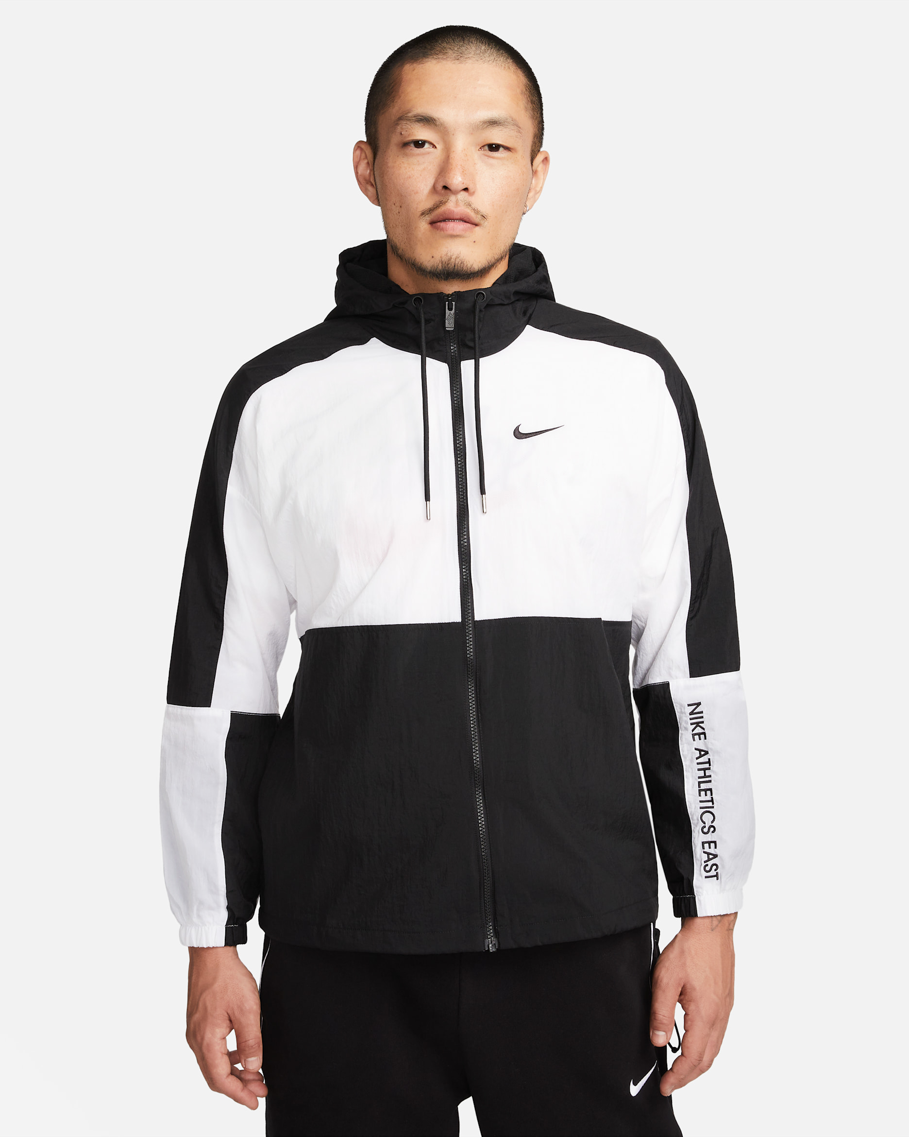 Nike Sportswear Men's Hooded Woven Jacket - Black/White/Black