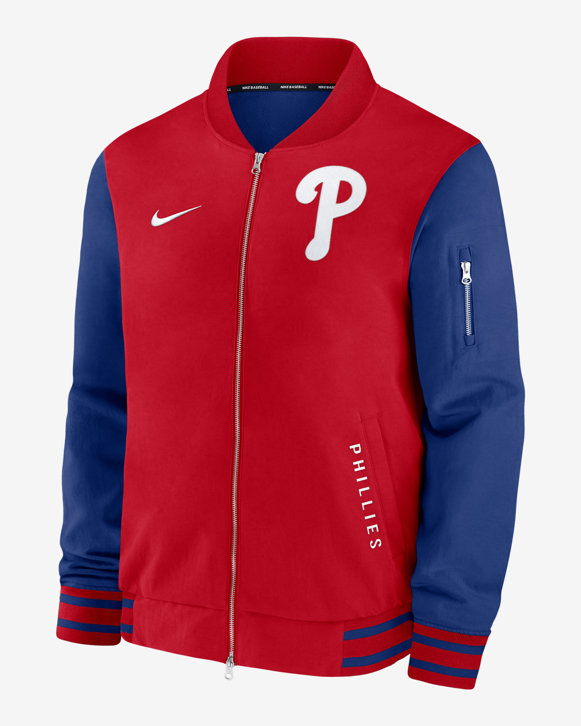 Philadelphia Phillies Authentic Collection Dugout Men's Nike MLB Full-Zip Bomber Jacket - Sport Red