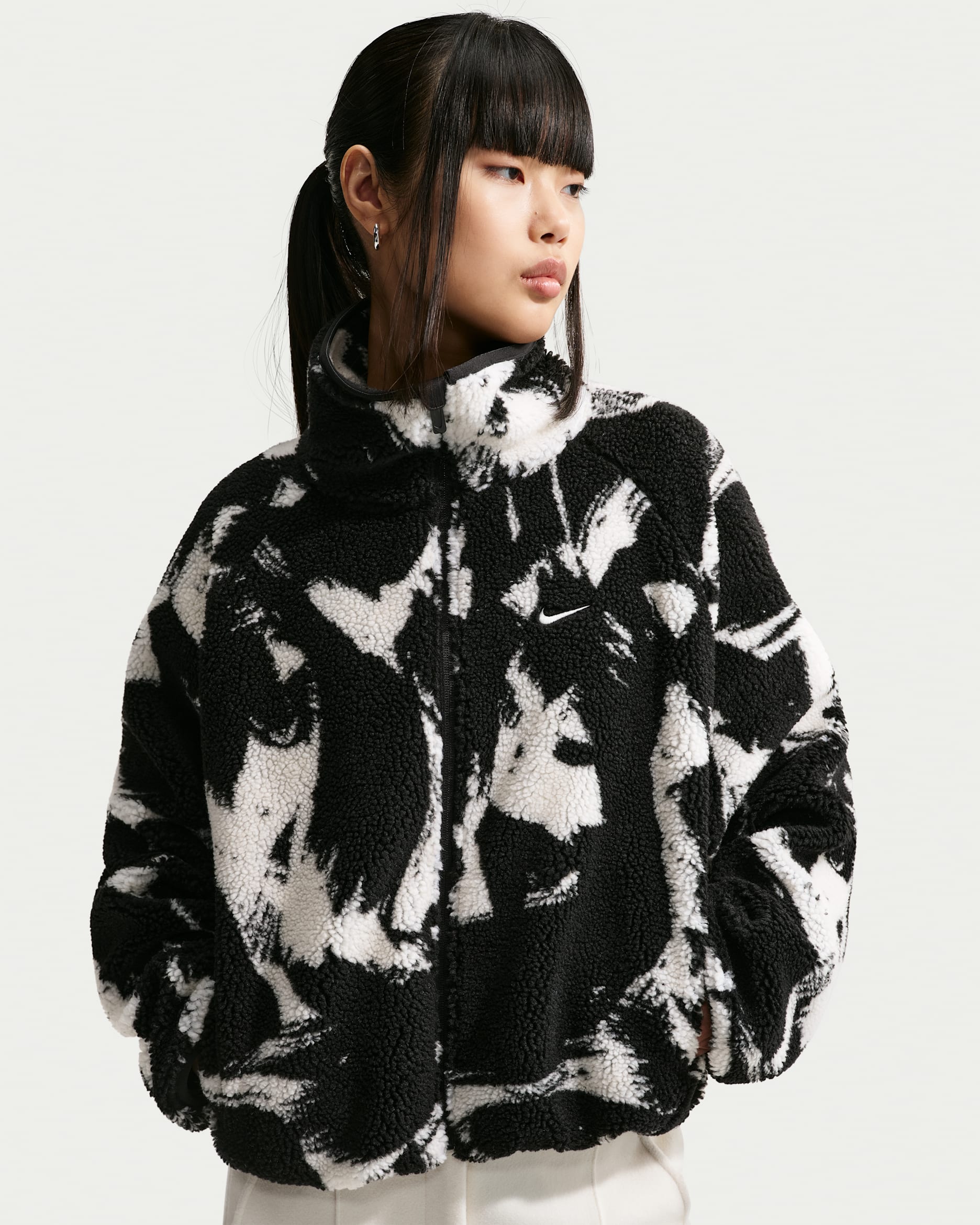 Damska bluza z puchatej dzianiny o kroju oversize Nike Sportswear - Czerń/Czerń/Czerń/Sail