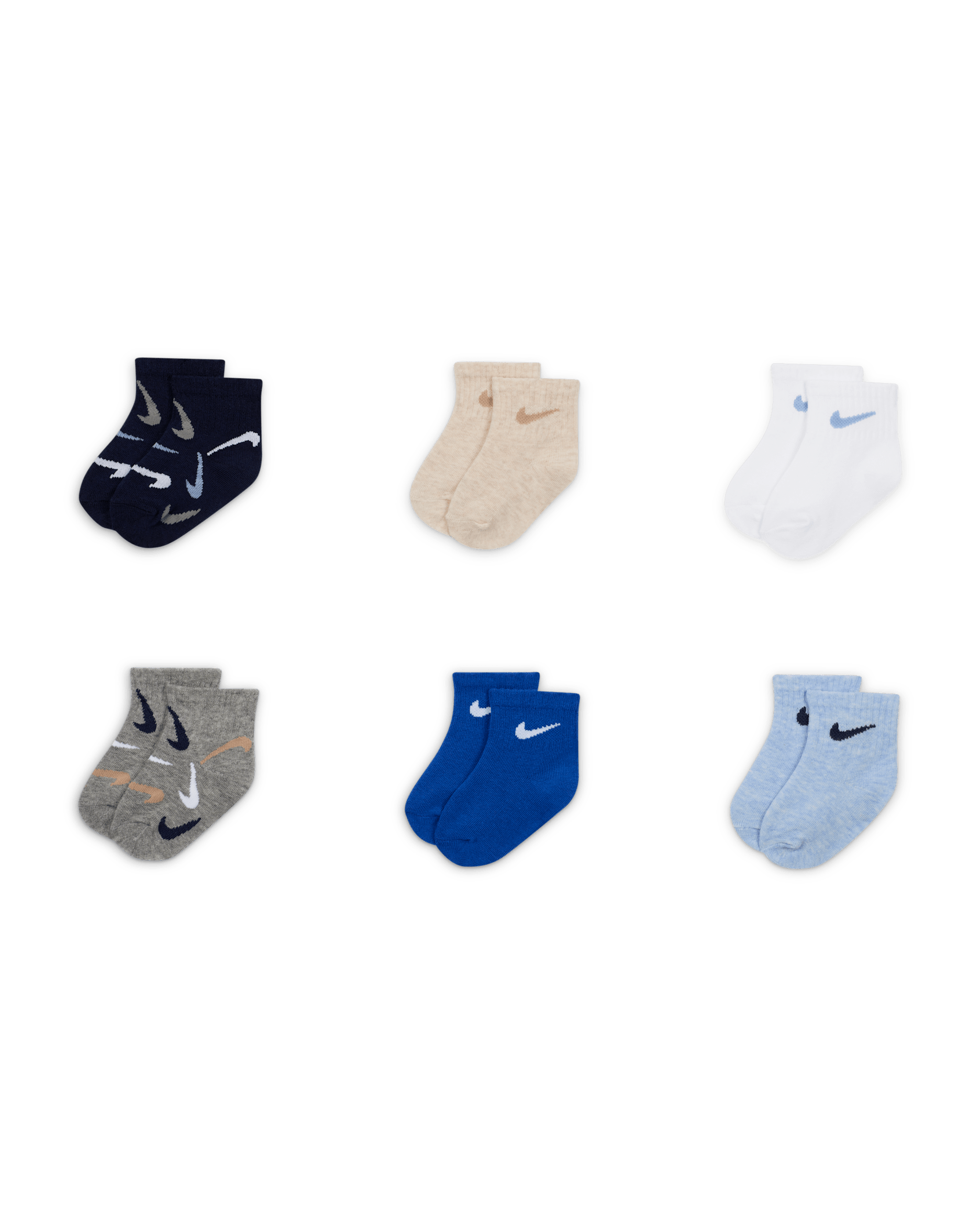 Nike Baby Swooshfetti Ankle Socks (6 Pairs) - Midnight Navy