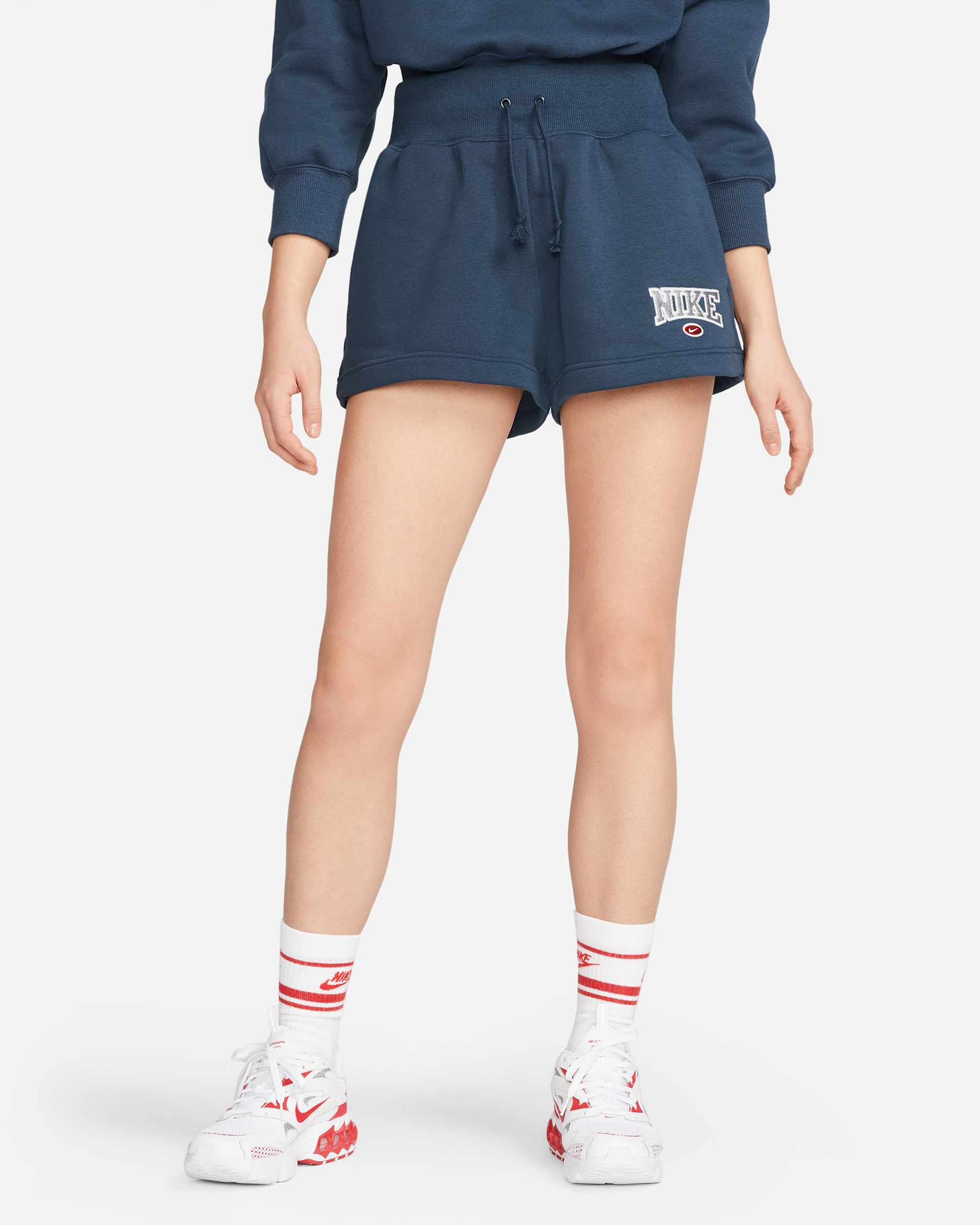 Nike Sportswear Phoenix Fleece Women's High-Waisted Shorts - Armory Navy