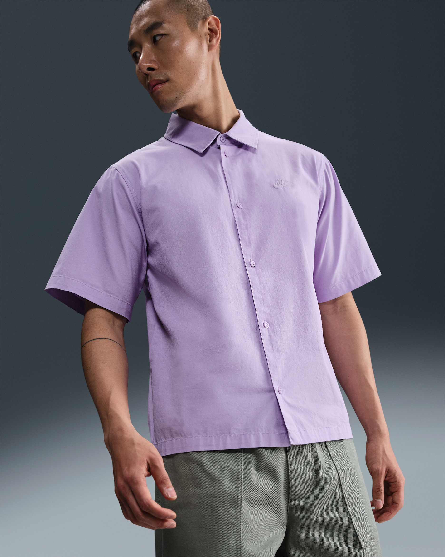 Playera con botones de manga corta para hombre Nike Club - Hortensias/Hortensias