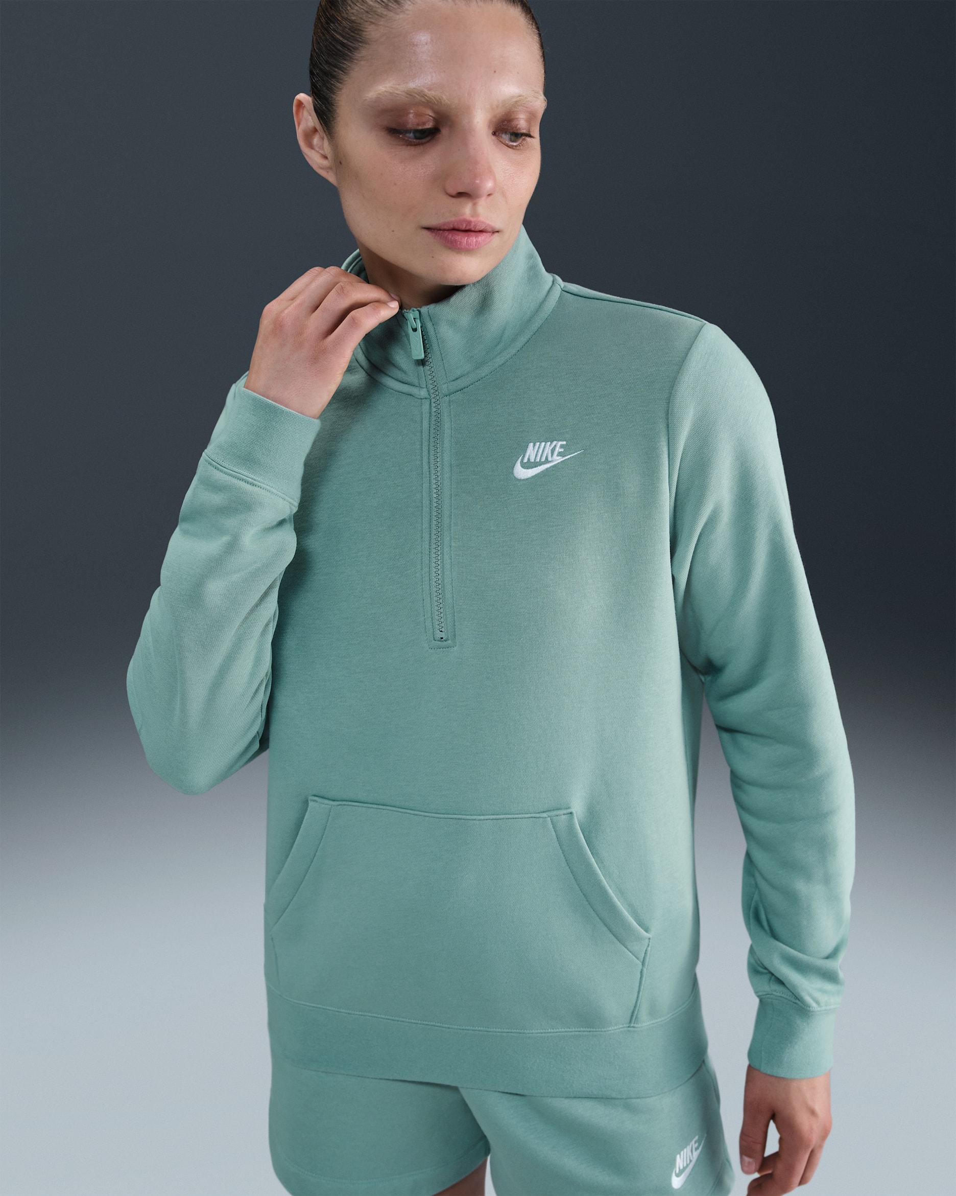 Sudadera de medio cierre para mujer Nike Sportswear Club Fleece - Cañón/Blanco