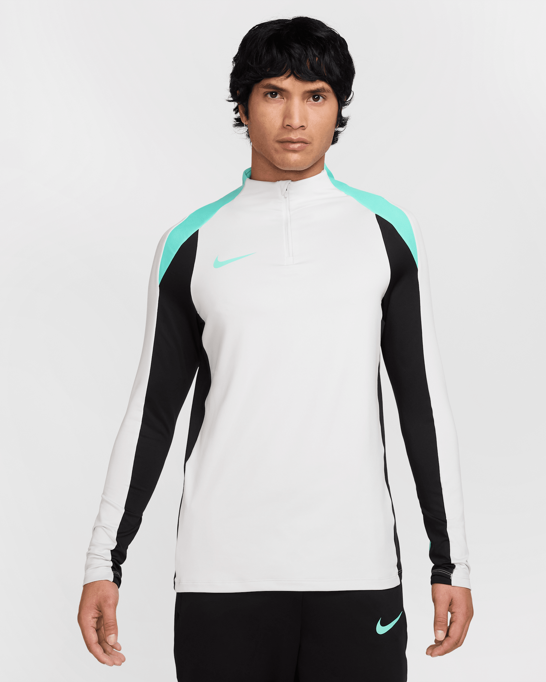 Nike Strike Men's Dri-FIT Football 1/2-Zip Drill Top - Photon Dust/Black/Dynamic Turquoise/Dynamic Turquoise