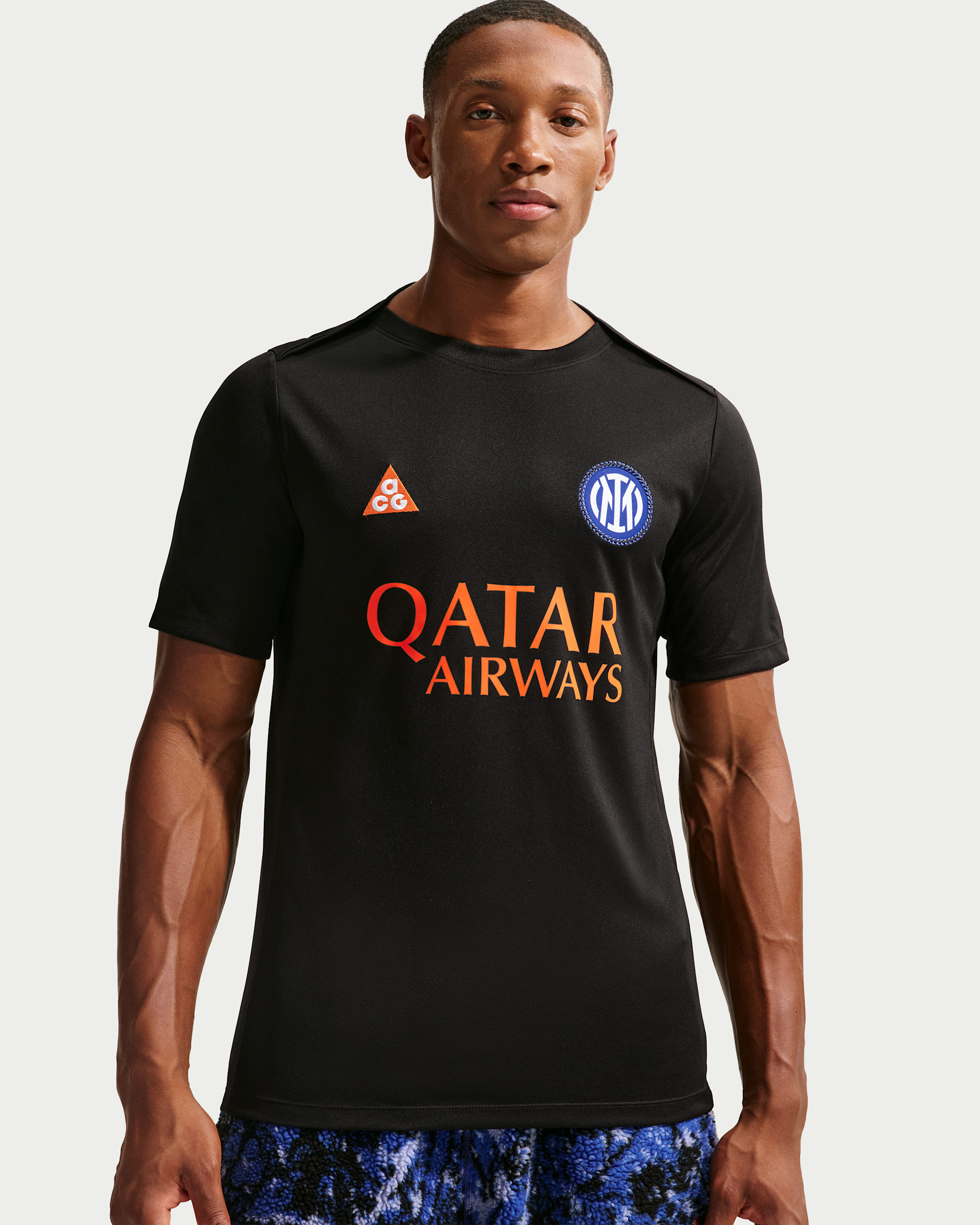 Kortärmad fotbollströja för uppvärmning Inter Milan Academy Pro SE Nike ACG Dri-FIT för män - Svart/Safety Orange