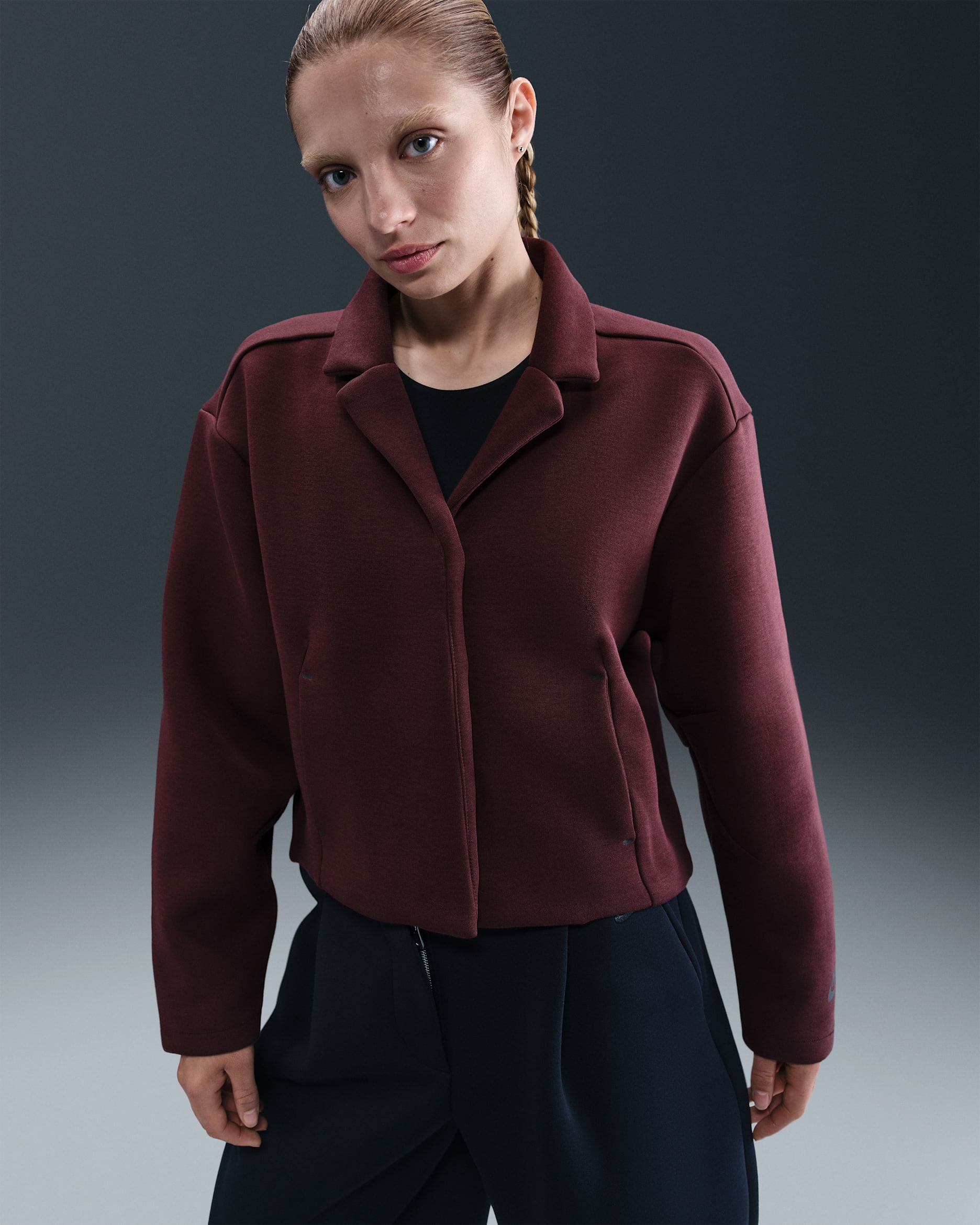 Nike Sportswear Tech Fleece Women's Tailored Jacket - Burgundy Crush/Black