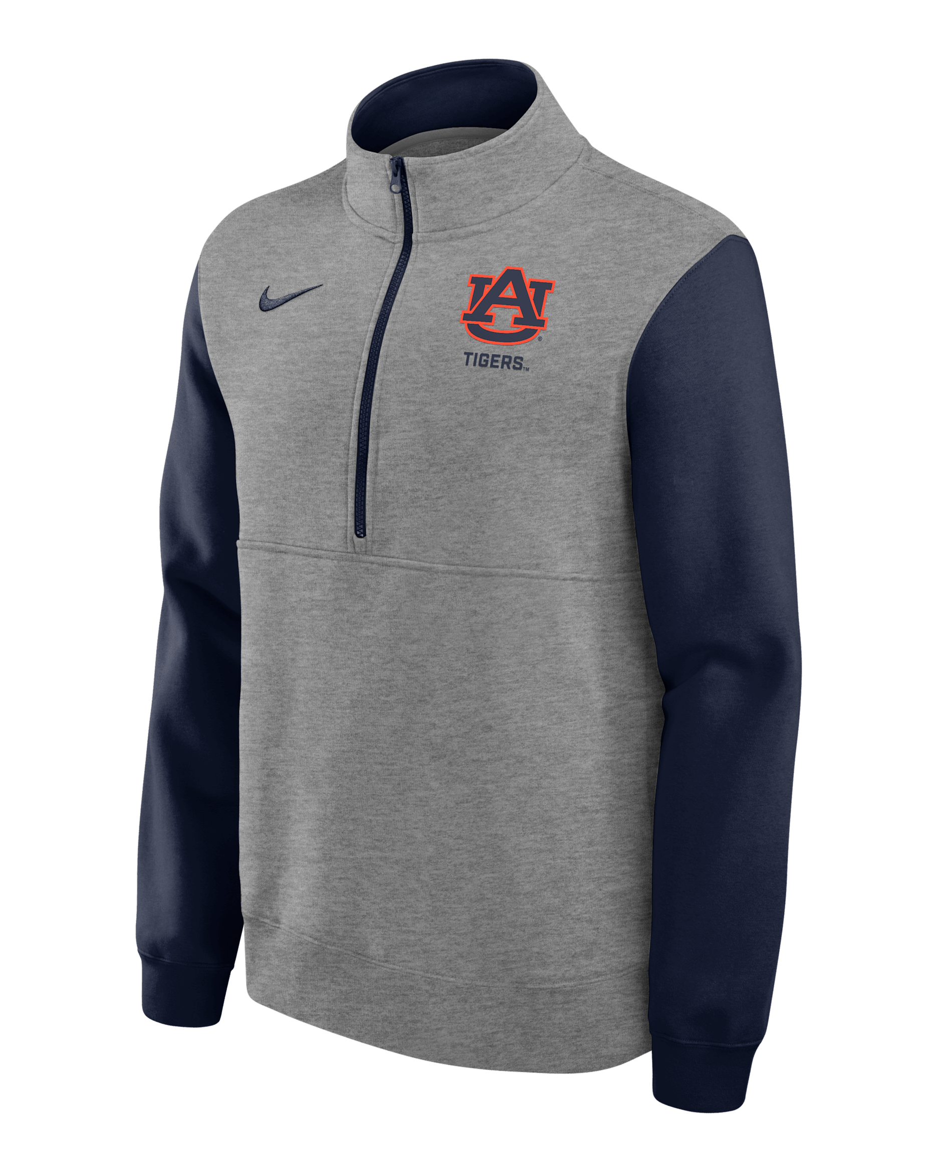 Auburn Club Men's Nike College 1/2-Zip Crew - Grey Heather