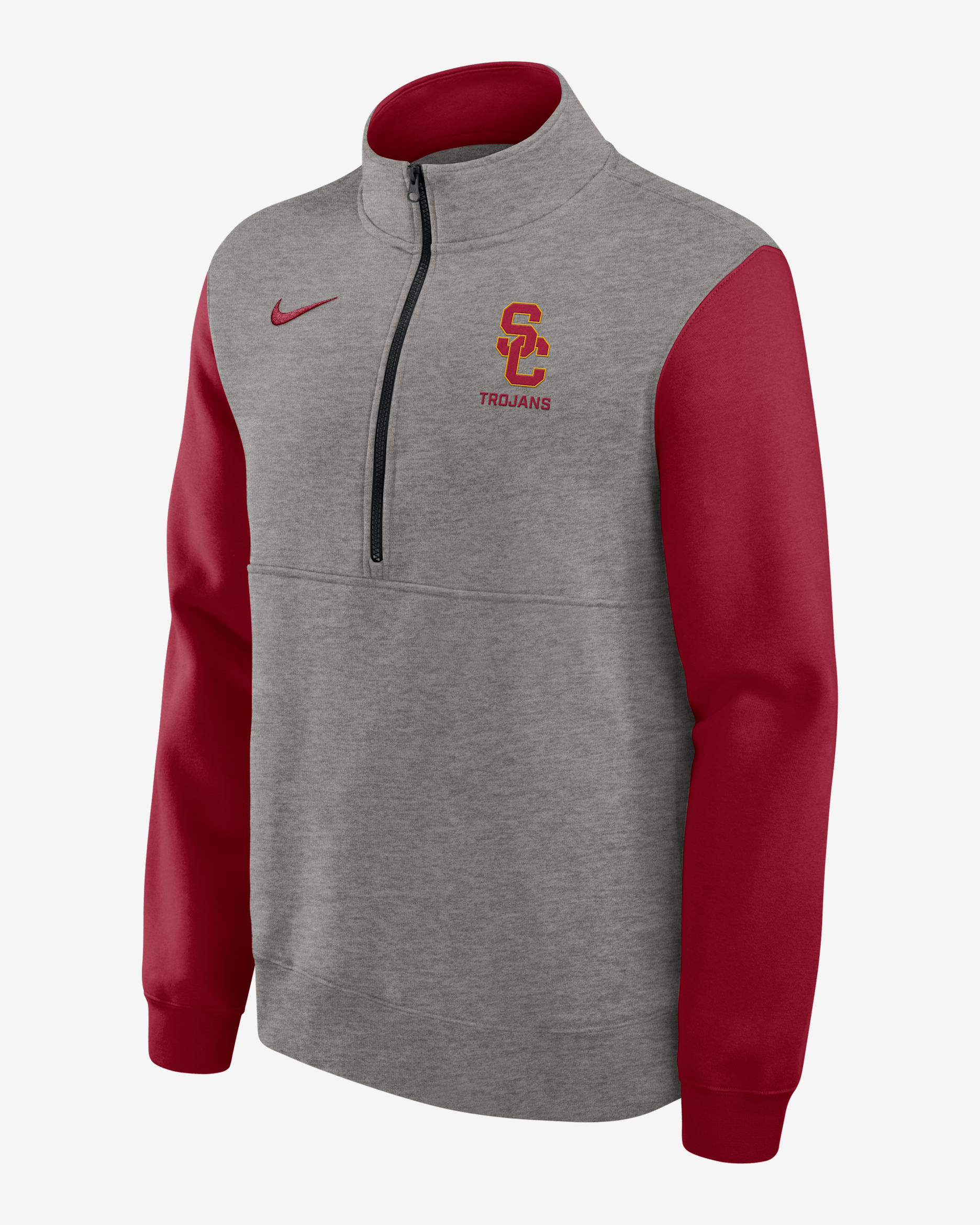USC Club Men's Nike College 1/2-Zip Crew - Grey Heather