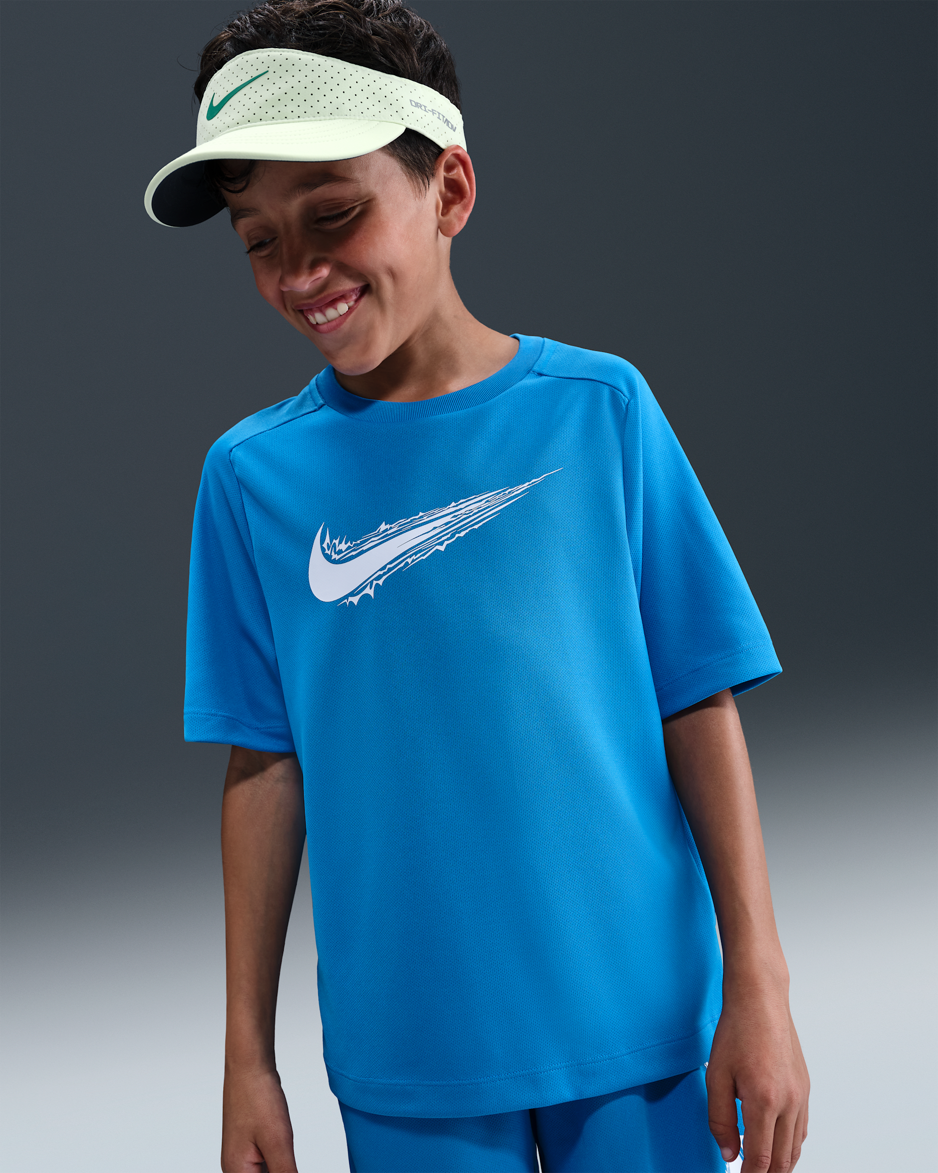 Nike Multi Big Kids' (Boys') Dri-FIT Short-Sleeve Top - Light Photo Blue/White