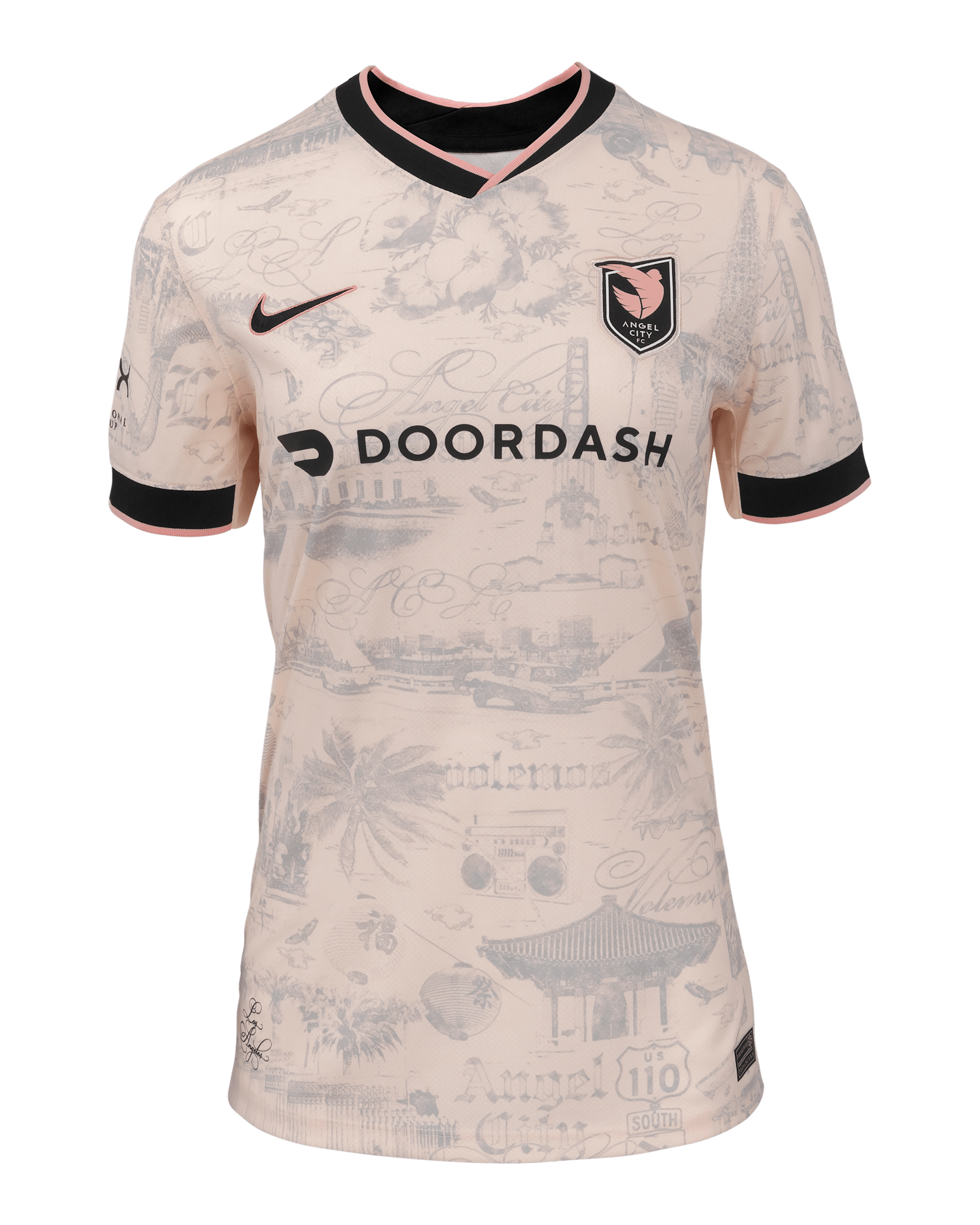 Jersey Nike Dri-FIT de la NWSL Replica para mujer Angel City FC visitante 2025 Stadium Alyssa Thompson - Rosa suave claro/Gris atmósfera