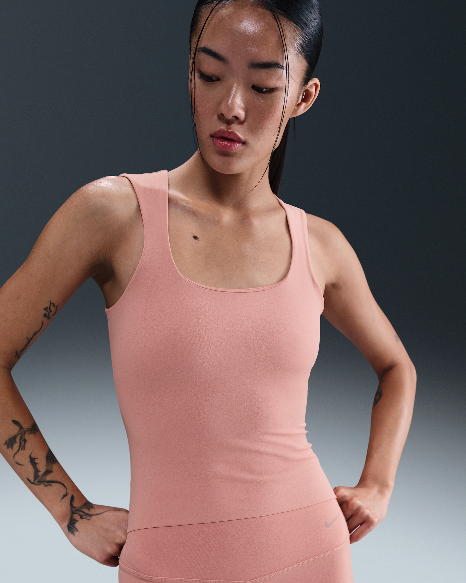 Nike Zenvy Women's Dri-FIT Tank Top - Rust Pink/White