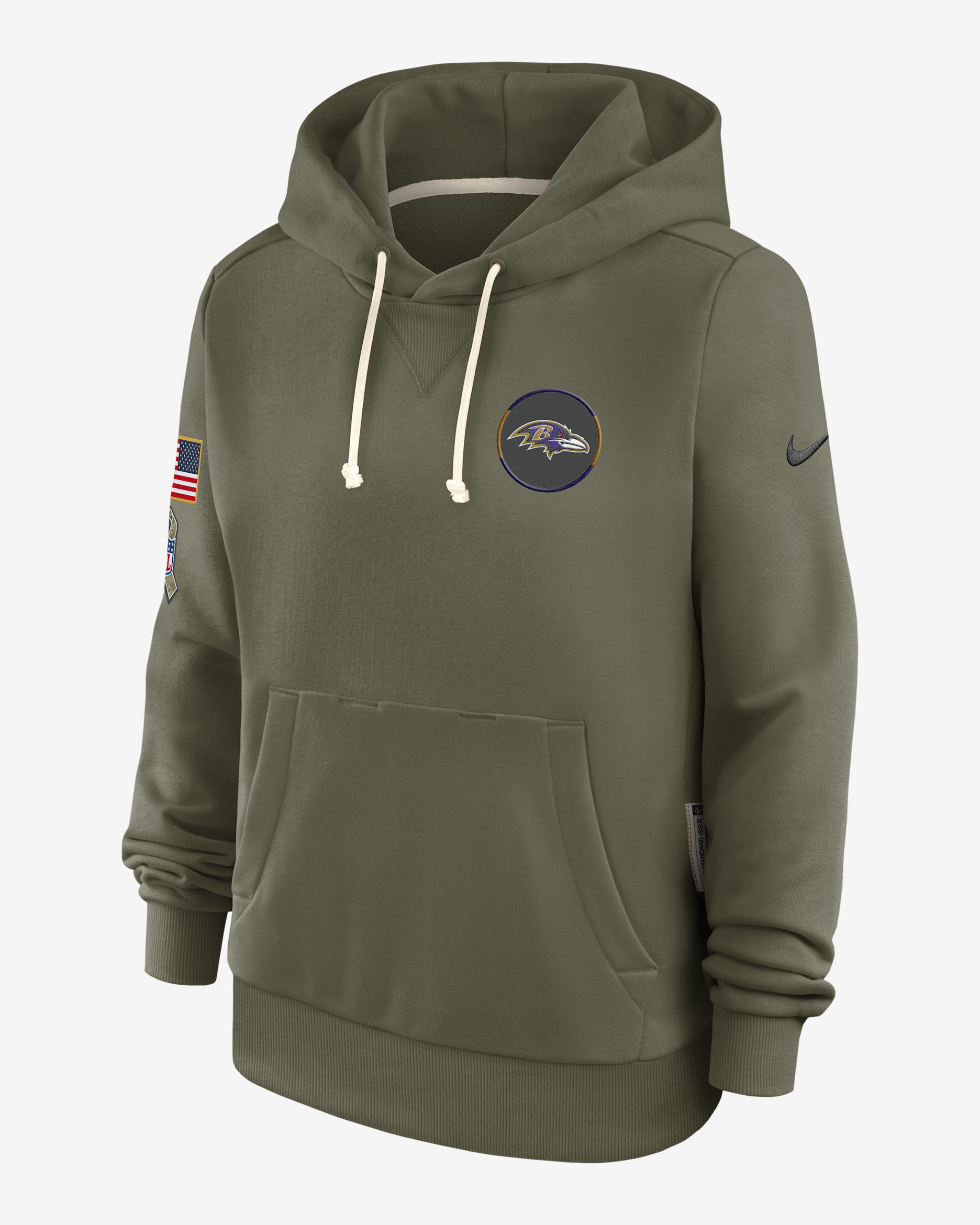 Baltimore Ravens Salute to Service Sideline Women's Nike Dri-FIT NFL Pullover Hoodie - Olive